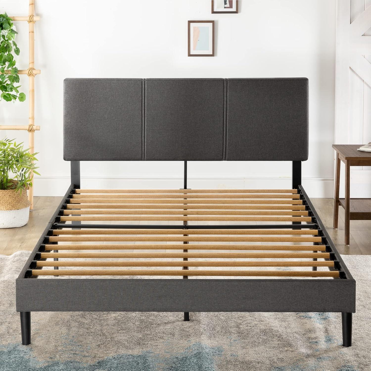 Cambril 38 inch Upholstered Platform Bed Frame with Sustainable Bamboo Slats