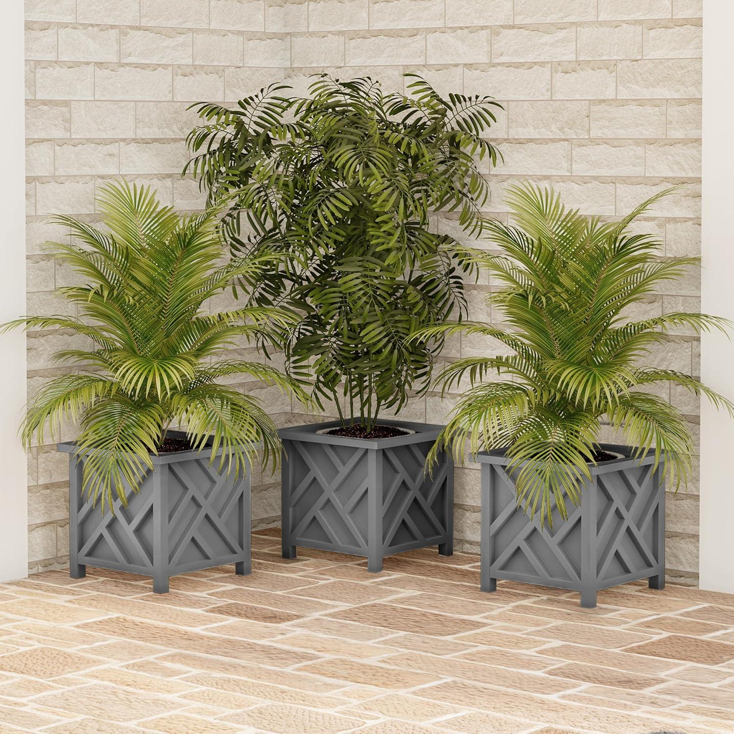 Pure Garden 14.75" Lattice Planter Box, Gray