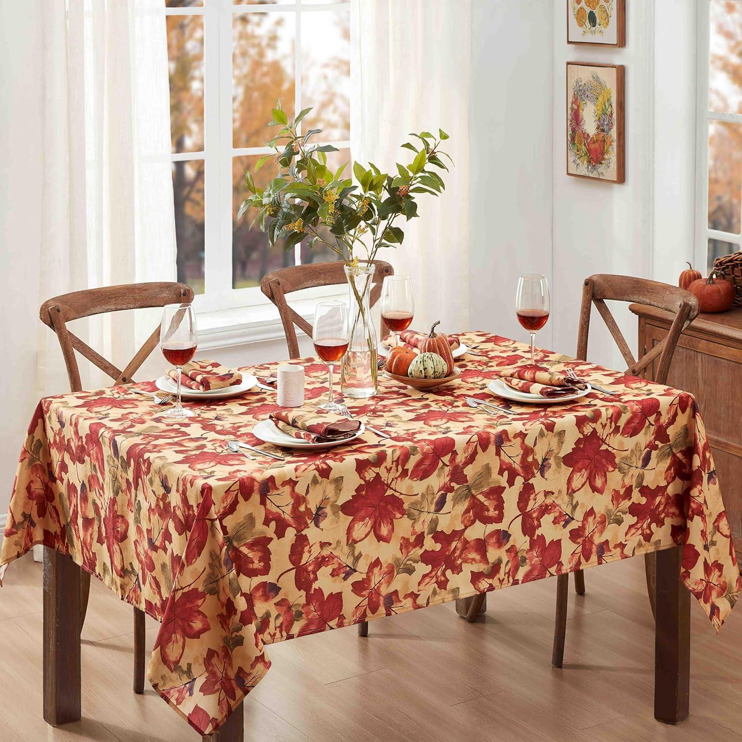 Newbridge Thanksgiving Holiday Autumn Leaf Collage 60 x 120 inch Rectangle Fabric Tablecloth
