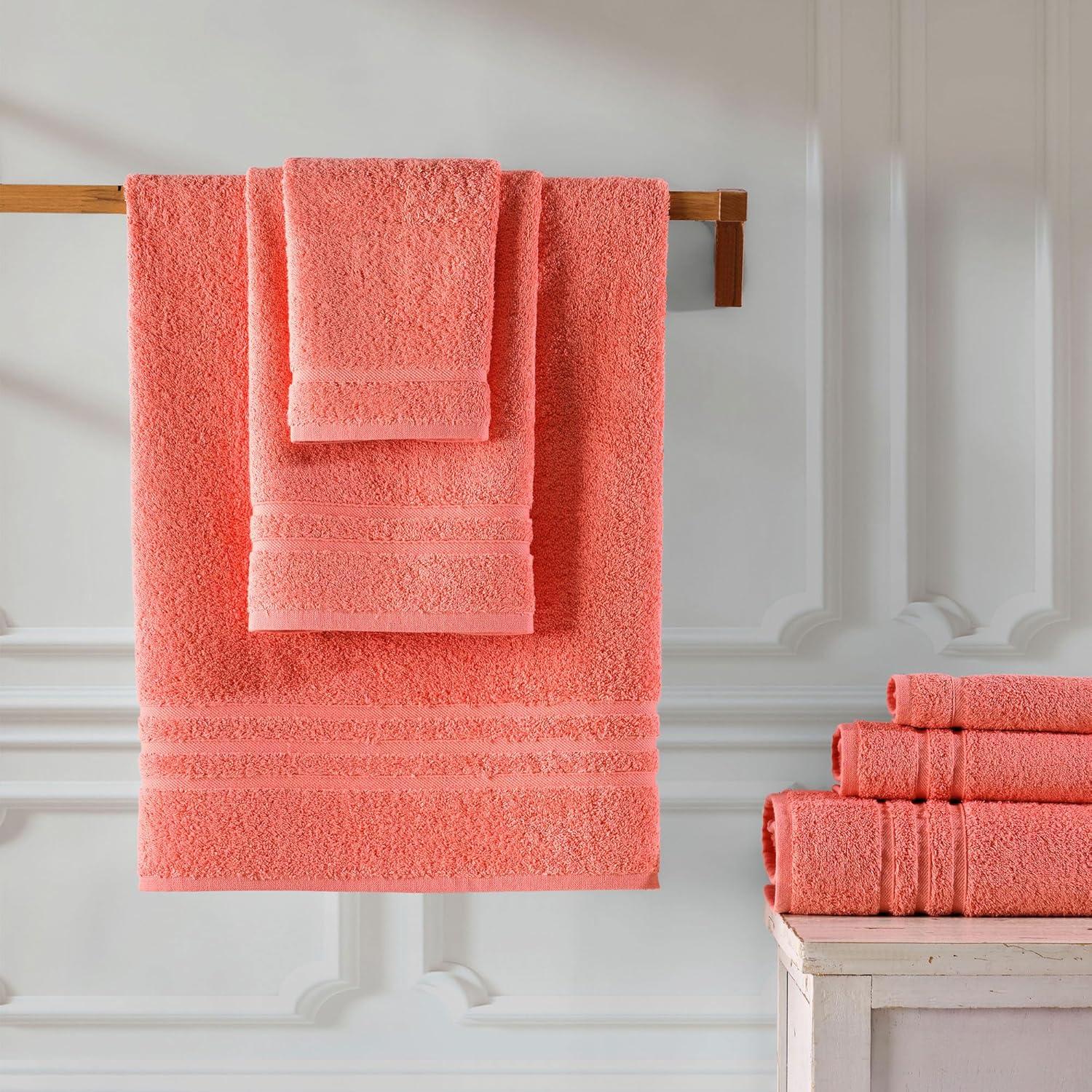 Hawmam Linen Coral 6 Piece Bath Towels Set for Bathroom Original Turkish Cotton Soft, Absorbent 2 Bath Towels, 2 Hand Towels, 2 Washcloths