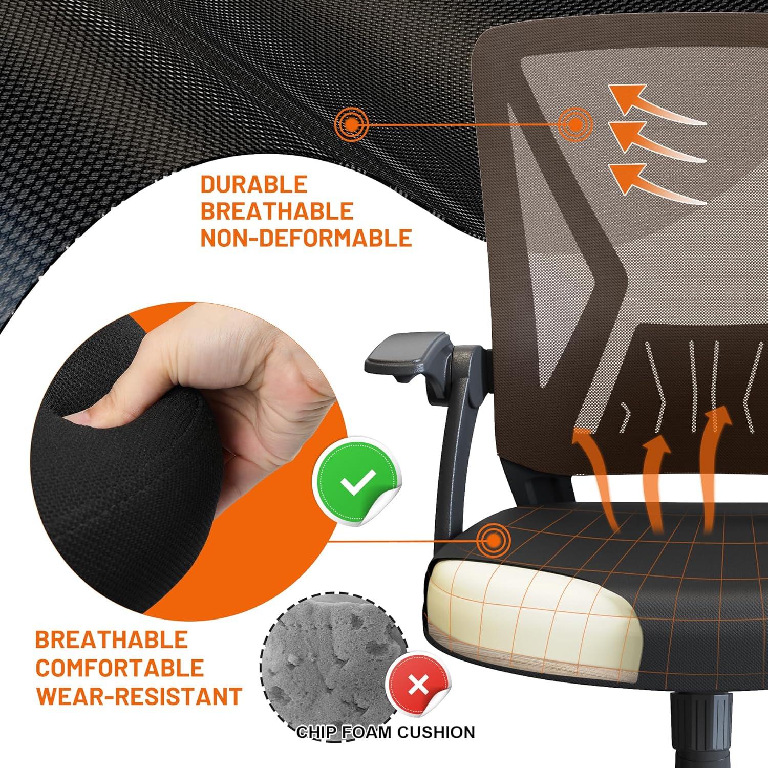 Ergonomic Black Mesh Swivel Task Chair with Adjustable Arms