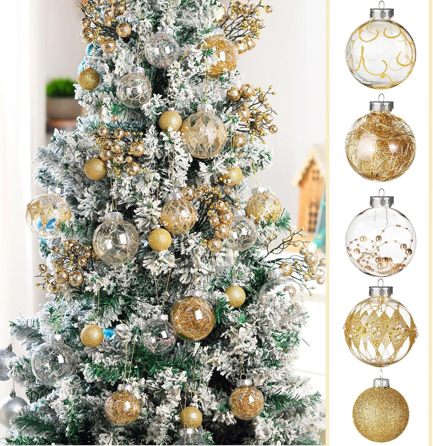Set of 24 Mini Shatterproof Christmas Balls Tree Ornaments Party Decoration, 3cm/1.1inch gold 3cm