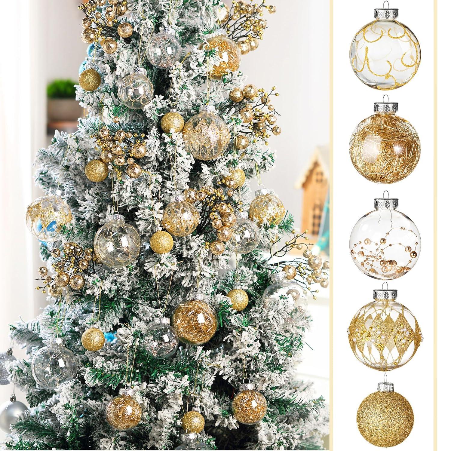 Set of 24 Mini Shatterproof Christmas Balls Tree Ornaments Party Decoration, 3cm/1.1inch gold 3cm