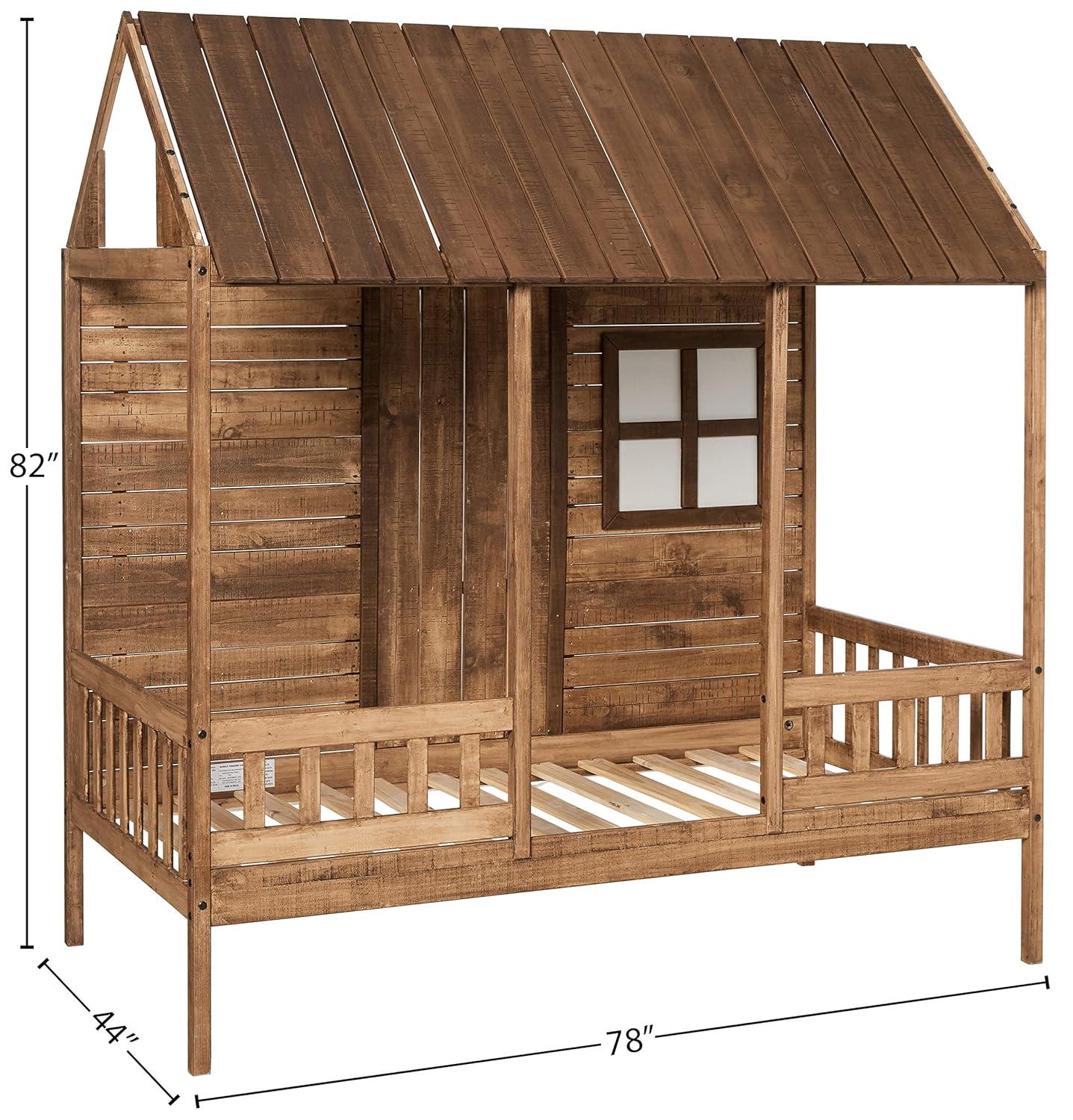 Donco Kids PD-1899TRD Twin Front Porch Low Loft, Rustic Driftwood