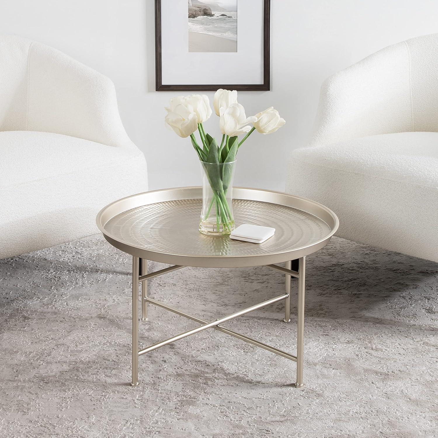 Kate and Laurel Mahdavi Round Metal Coffee Table