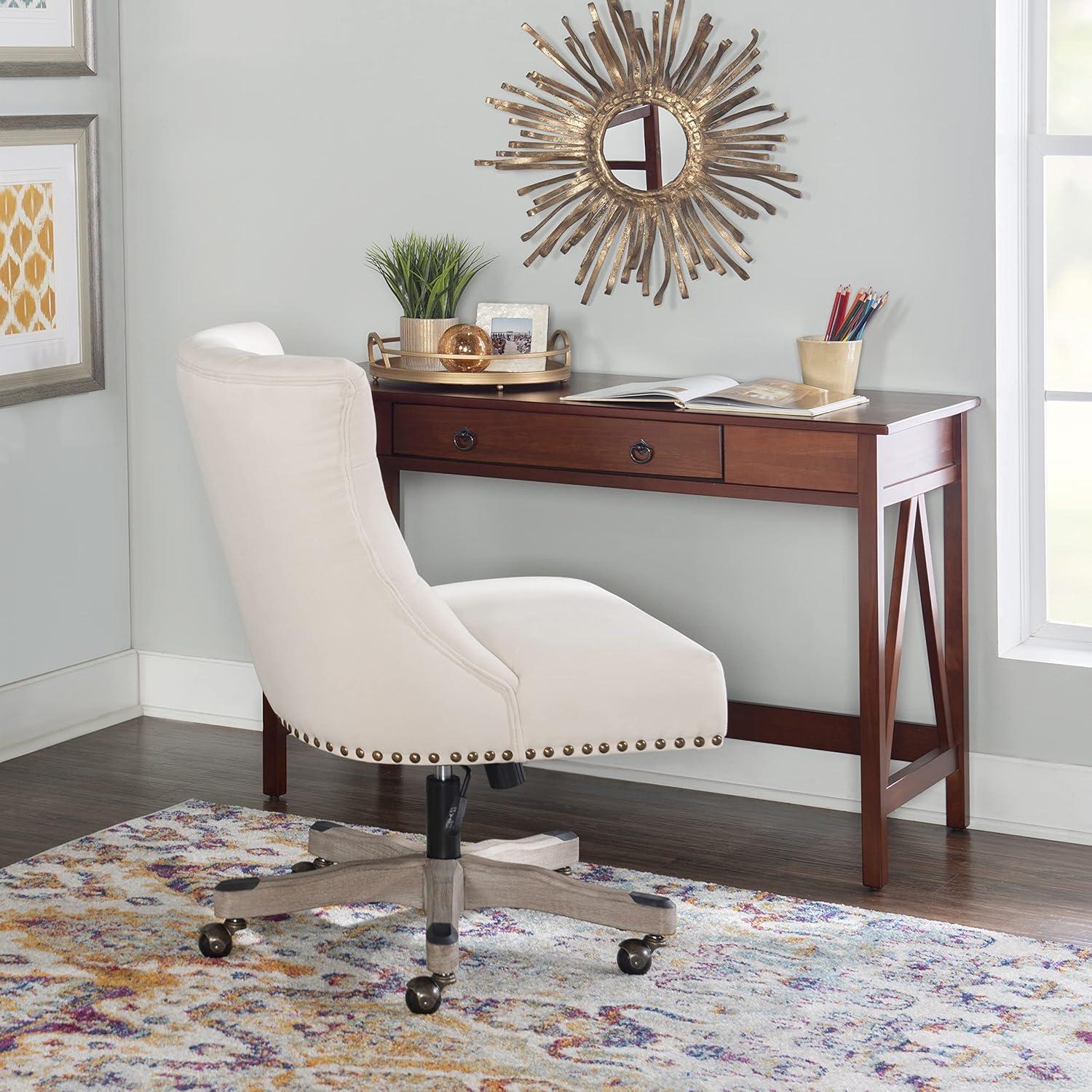46" Titian Transitional Writing Desk Tobacco - Linon: Home Office Furniture, Pine Frame, Metal Hardware