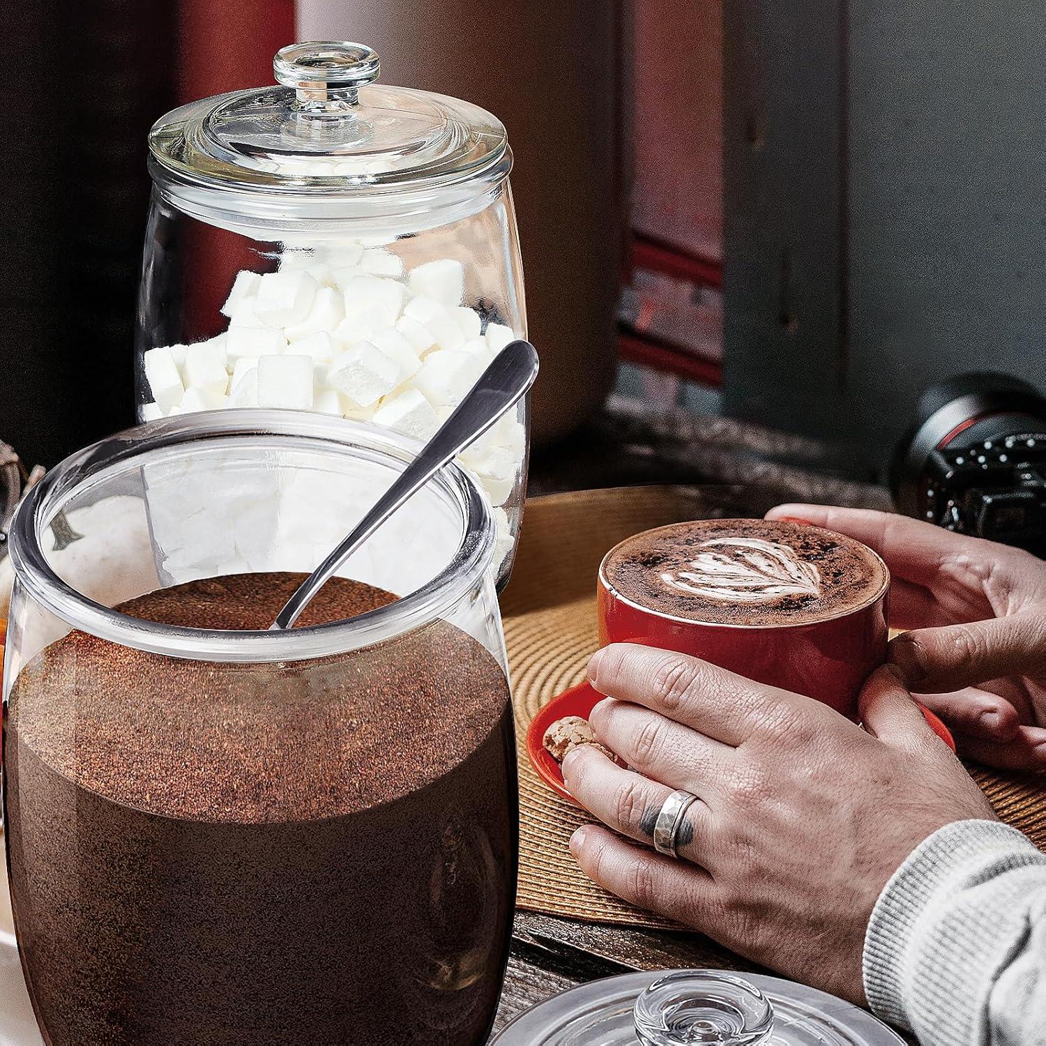 Clear Glass Cylindrical Cookie Jars Set with Snap Lids