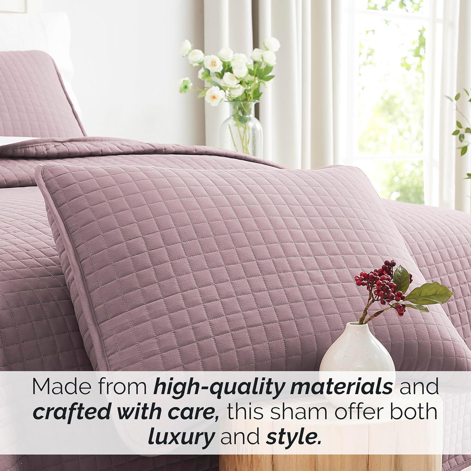 Southshore Fine Living, Inc. 18"x18" Pillow Cover Set, Euro Sham Covers, Fits Throw Pillows for Bed or Couch, Quilted Decorative Pillow Shams, Lavender