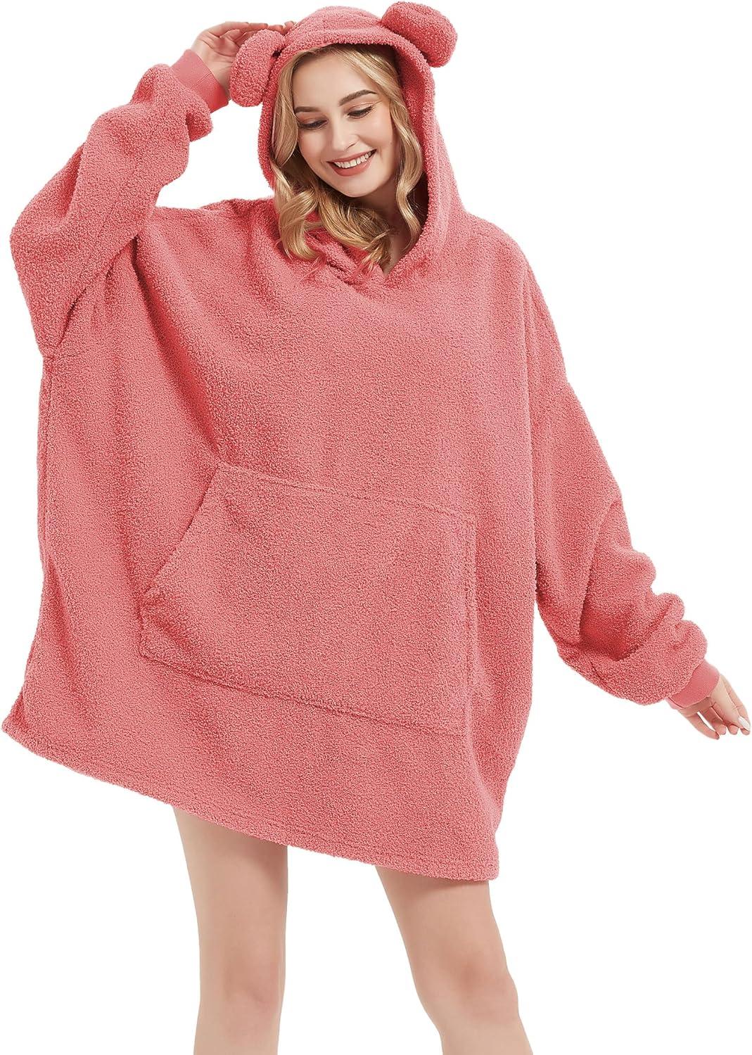 Bedsure Bedsure Wearable Blanket Hoodie Gifts For Women - Cozy Sherpa Hoodie Blanket For Adult Men, Warm Hooded Blanket Sweatshirt
