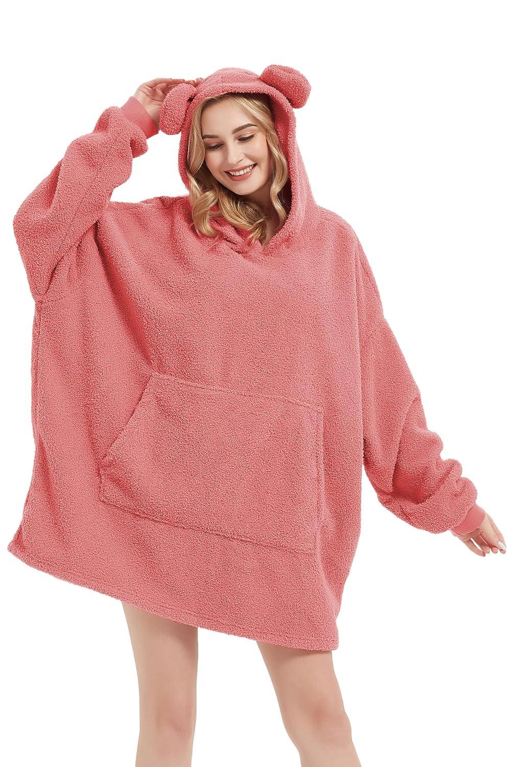 Bedsure Bedsure Wearable Blanket Hoodie Gifts For Women - Cozy Sherpa Hoodie Blanket For Adult Men, Warm Hooded Blanket Sweatshirt