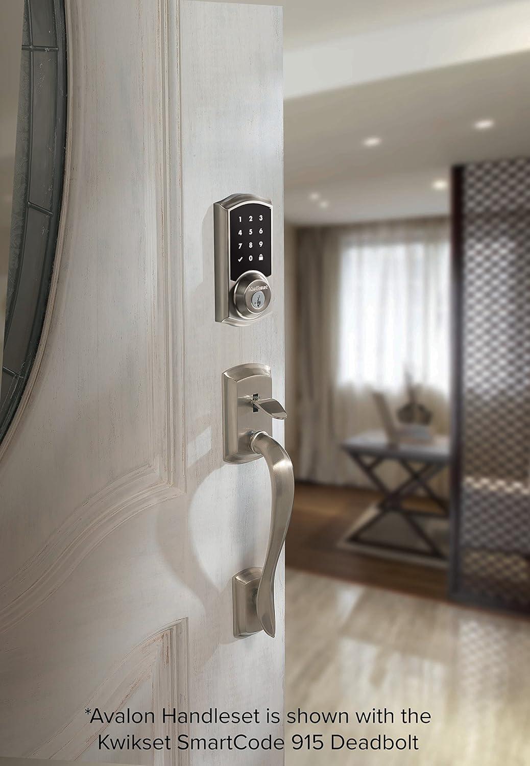 Avalon Satin Nickel Entry Door Handleset with Tustin Lever