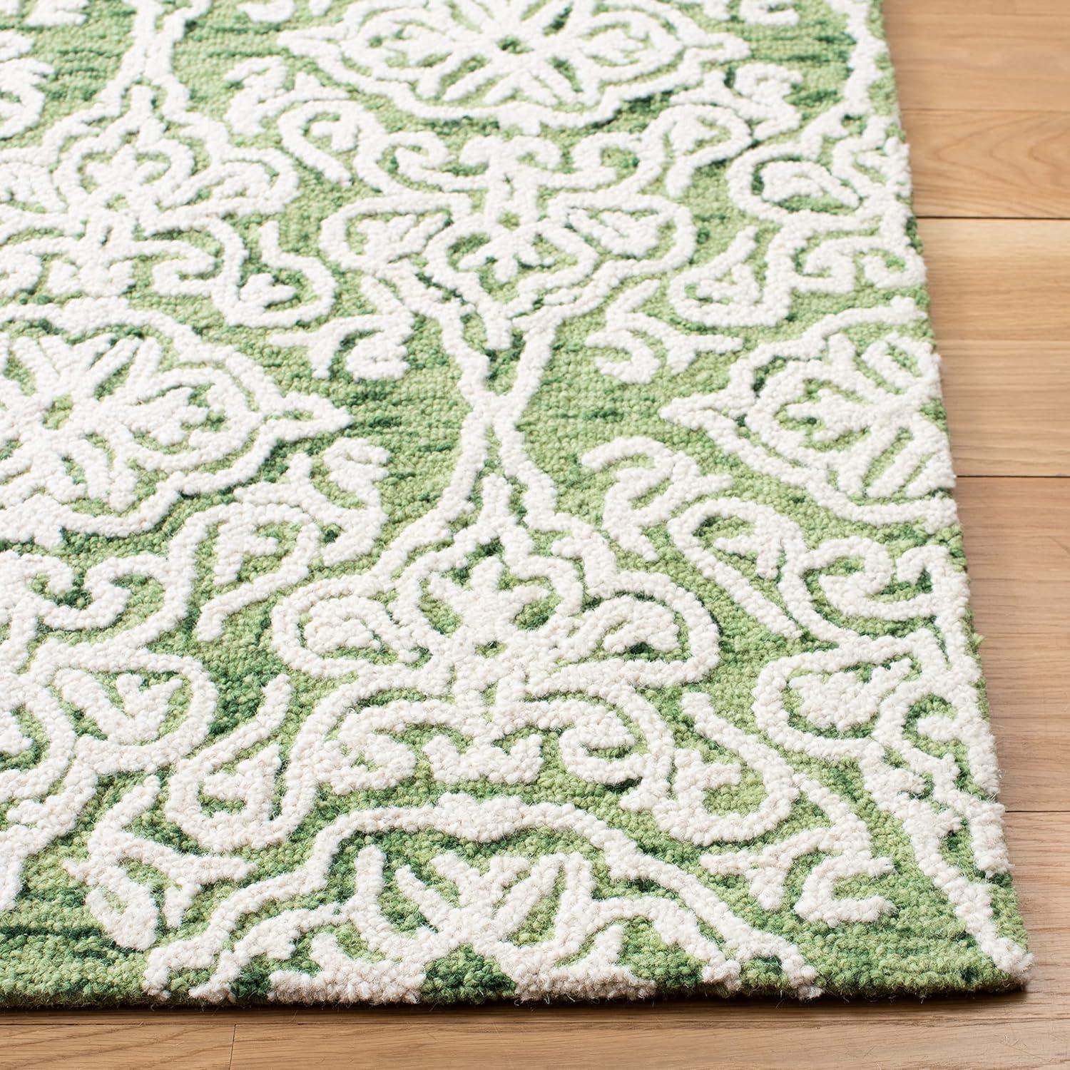 SAFAVIEH Blossom Asher Geometric Wool Area Rug, Green/Ivory, 3' x 5'