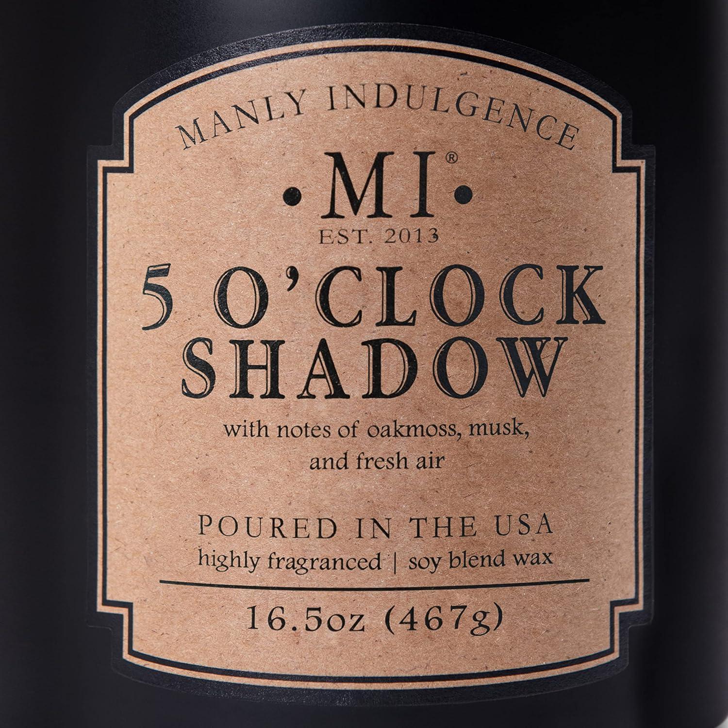 Manly Indulgence Classic+ Five O'Clock Scented Jar Candle, 2 Wick, 16.5 oz, 60h Burn, Aromatic