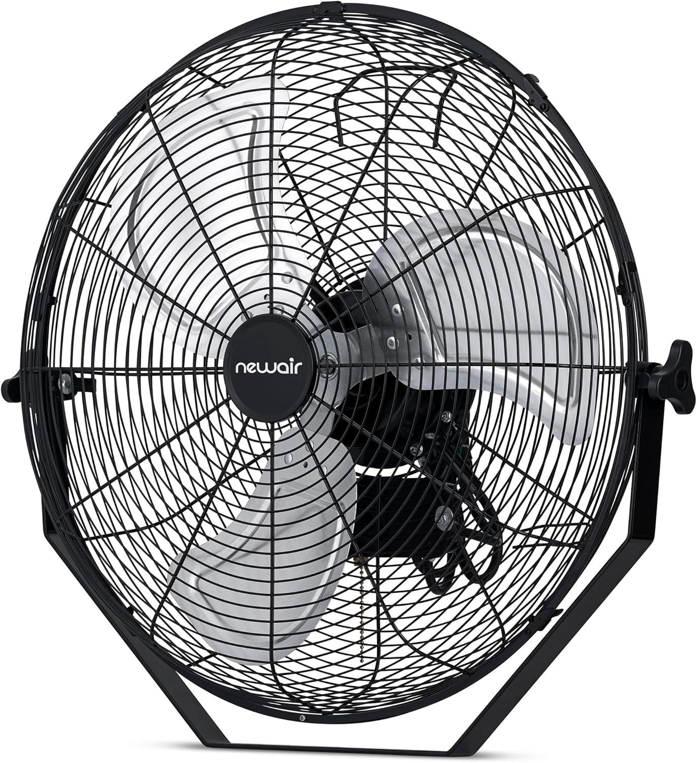 Newair Newair 20" High Velocity Wall Mount Fan, Heavy Duty Waterproof Outdoor Fan, Adjustable Tilt and 3 Speeds up to 4650 CFM, Pull Chain Switch