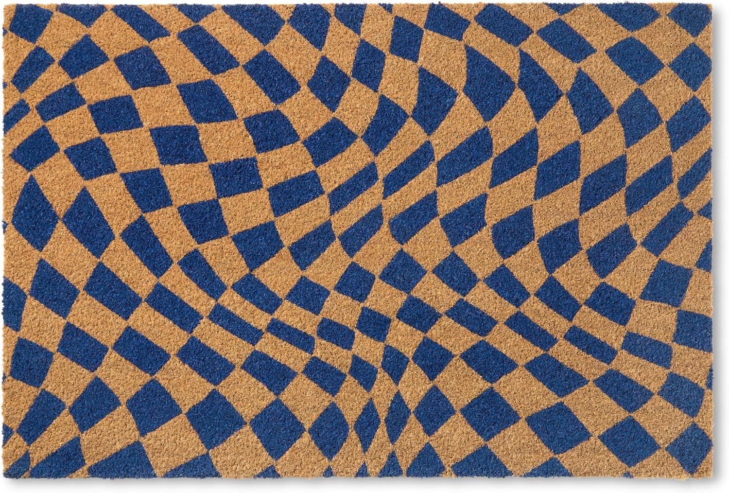 Town & Country Living TOWN & COUNTRY LIVING Emmett Groovy Checkerboard Non-Slip Indoor Outdoor Door Mat