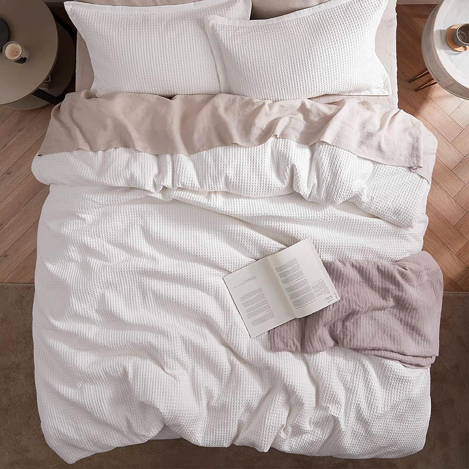 Bedsure Bedsure Cotton Duvet Cover Set - 100% Cotton Waffle Weave Coconut Duvet Cover