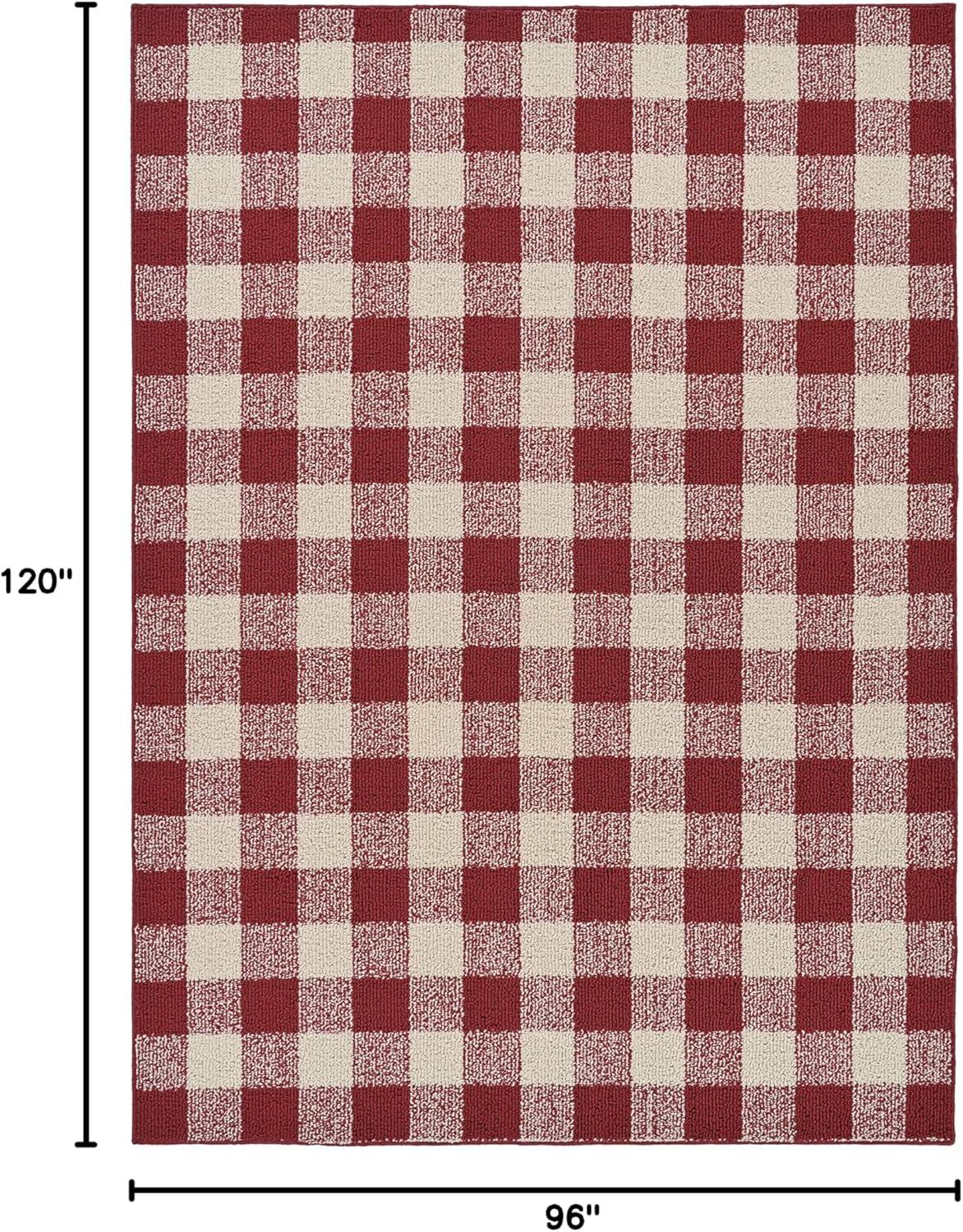 Garland Rug Country Living Buffalo Plaid Polypropylene Chili/Ivory Indoor/Outdoor Area Rug, 5' x 7'