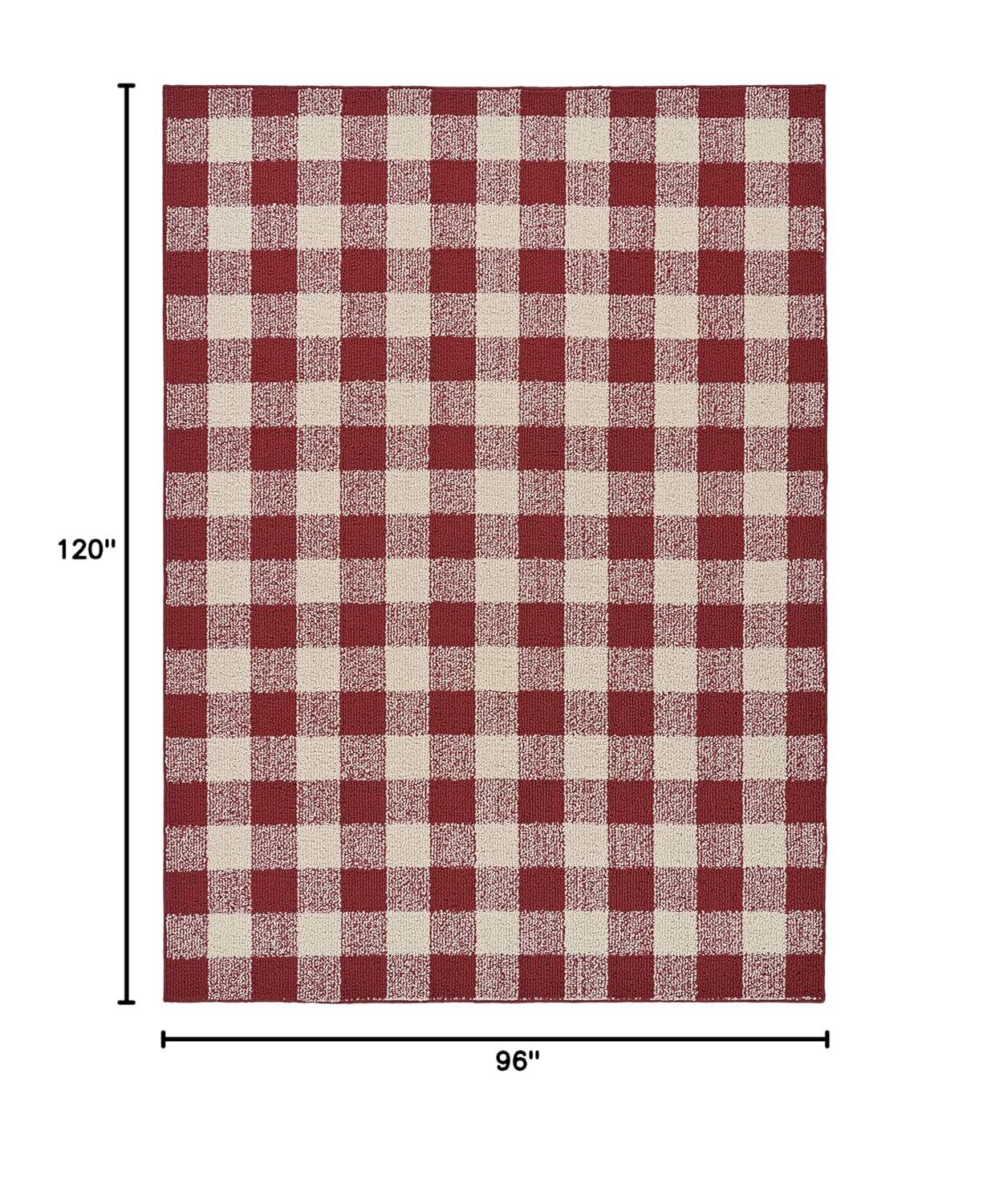Garland Rug Country Living Buffalo Plaid Polypropylene Chili/Ivory Indoor/Outdoor Area Rug, 5' x 7'