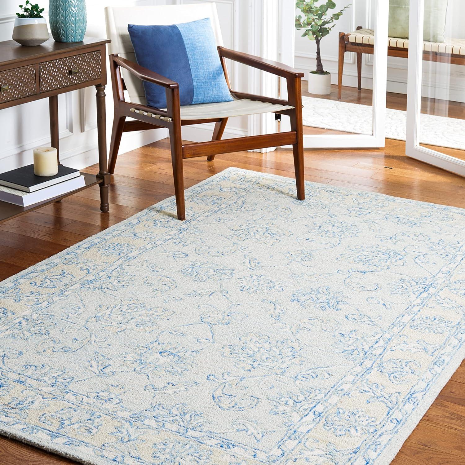 Micro-Loop MLP535 Hand Tufted Area Rug - Blue/Beige - 3'x3' - Safavieh.