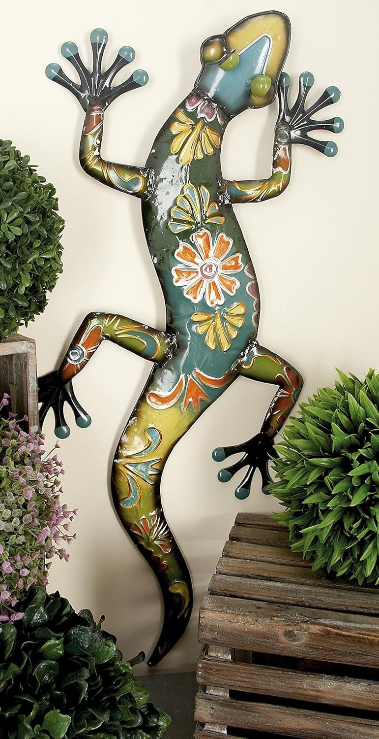 DecMode Multi Colored Metal Indoor Outdoor Lizard Wall Decor