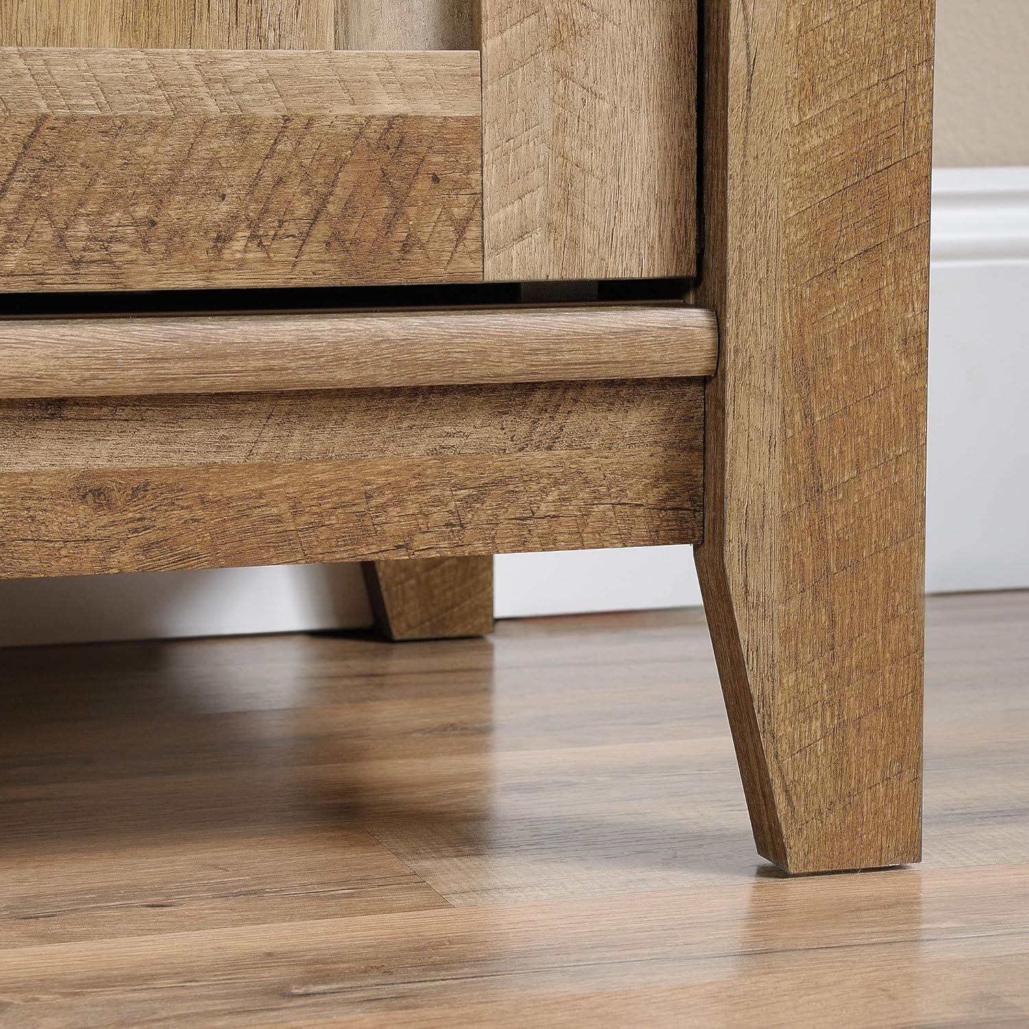 Dakota Pass TV Stand for TVs up to 70" Dark Brown - Sauder: Craftsman Oak Finish, Sliding Doors, Adjustable Storage