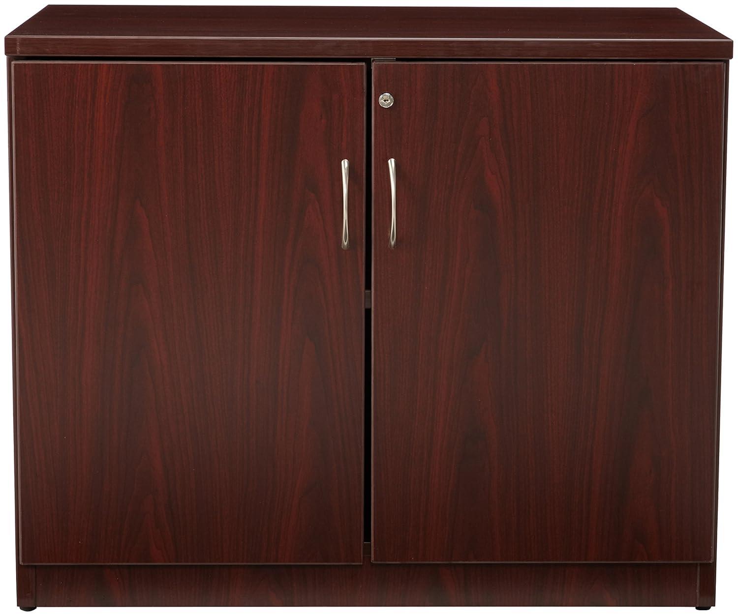 Lorell Essentials 2 Door Laminate Storage Cabinet in Mahogany