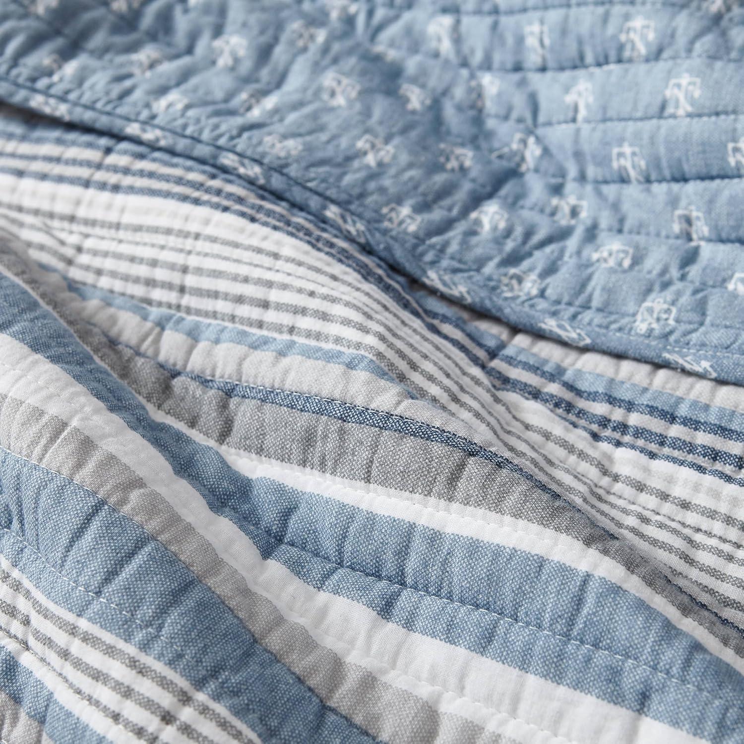 Nautica Jettison Cotton Reversible Blue Quilt Set