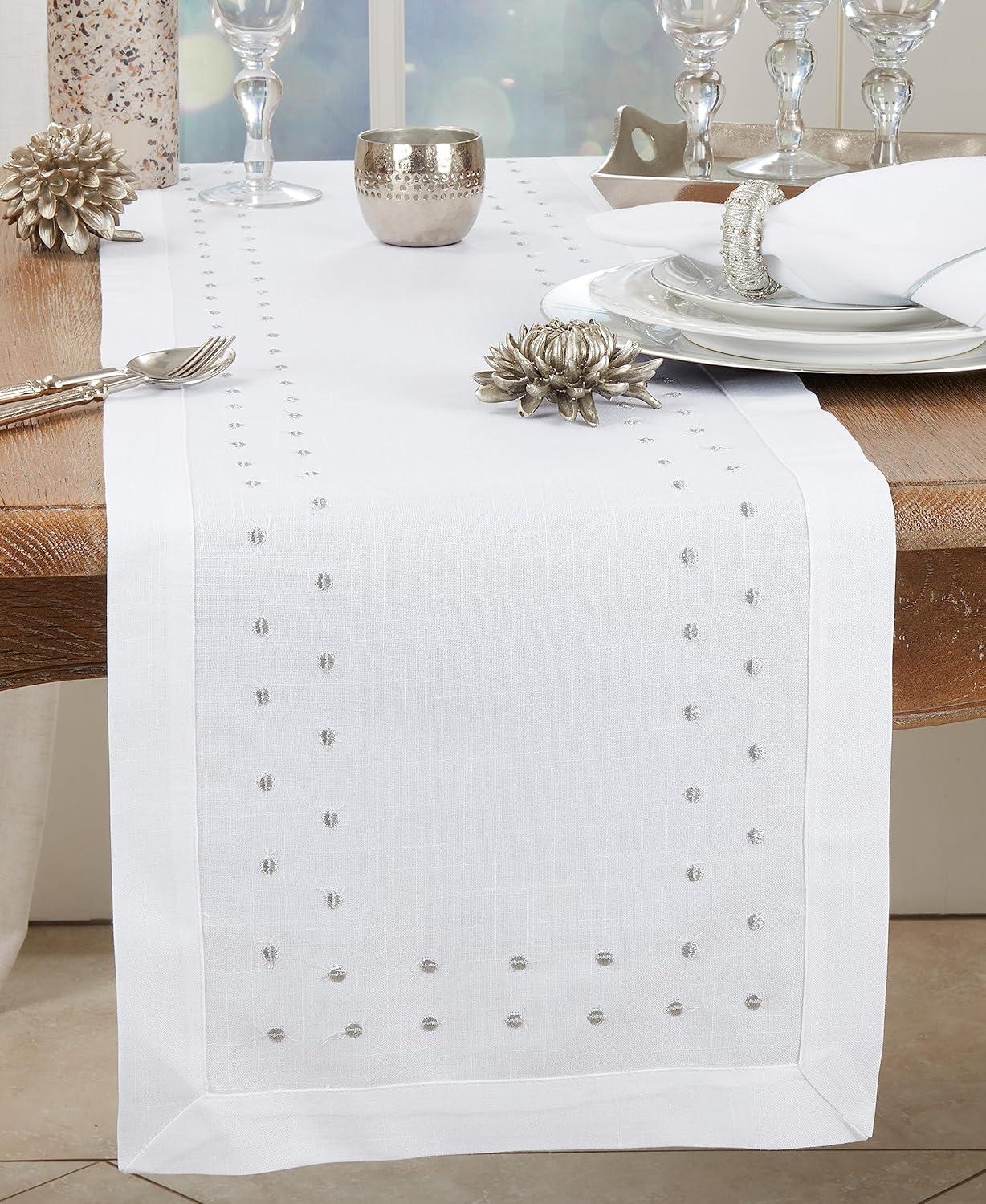 Saro Lifestyle Charming Polka Dot Table Runner with Classic Design