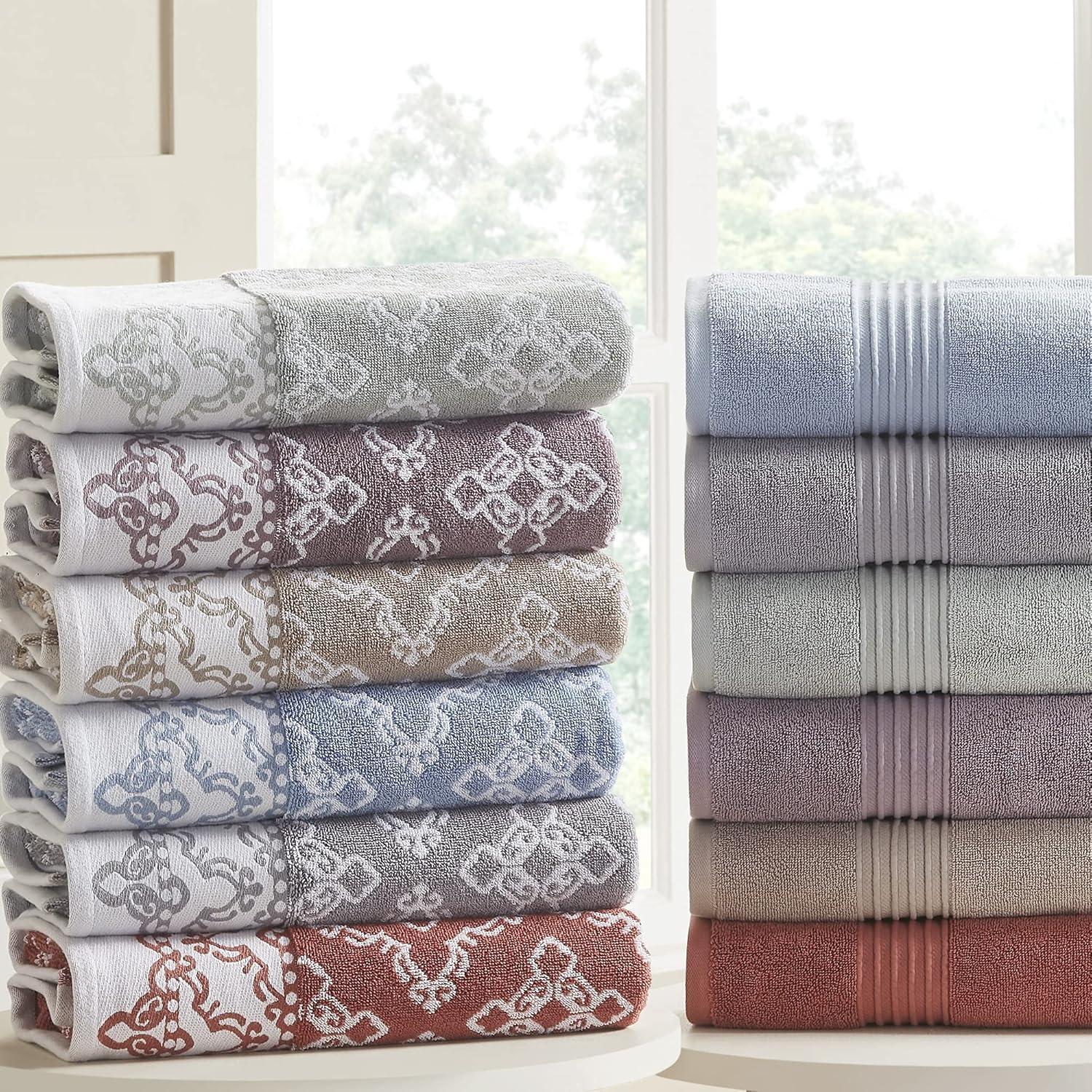 Modern Threads Modern Threads 6 Piece Set, 2 Bath Towels, 2 Hand Towels, 2 Washcloths Yarn Dyed Jacquard/Solid Towel Set Charlize