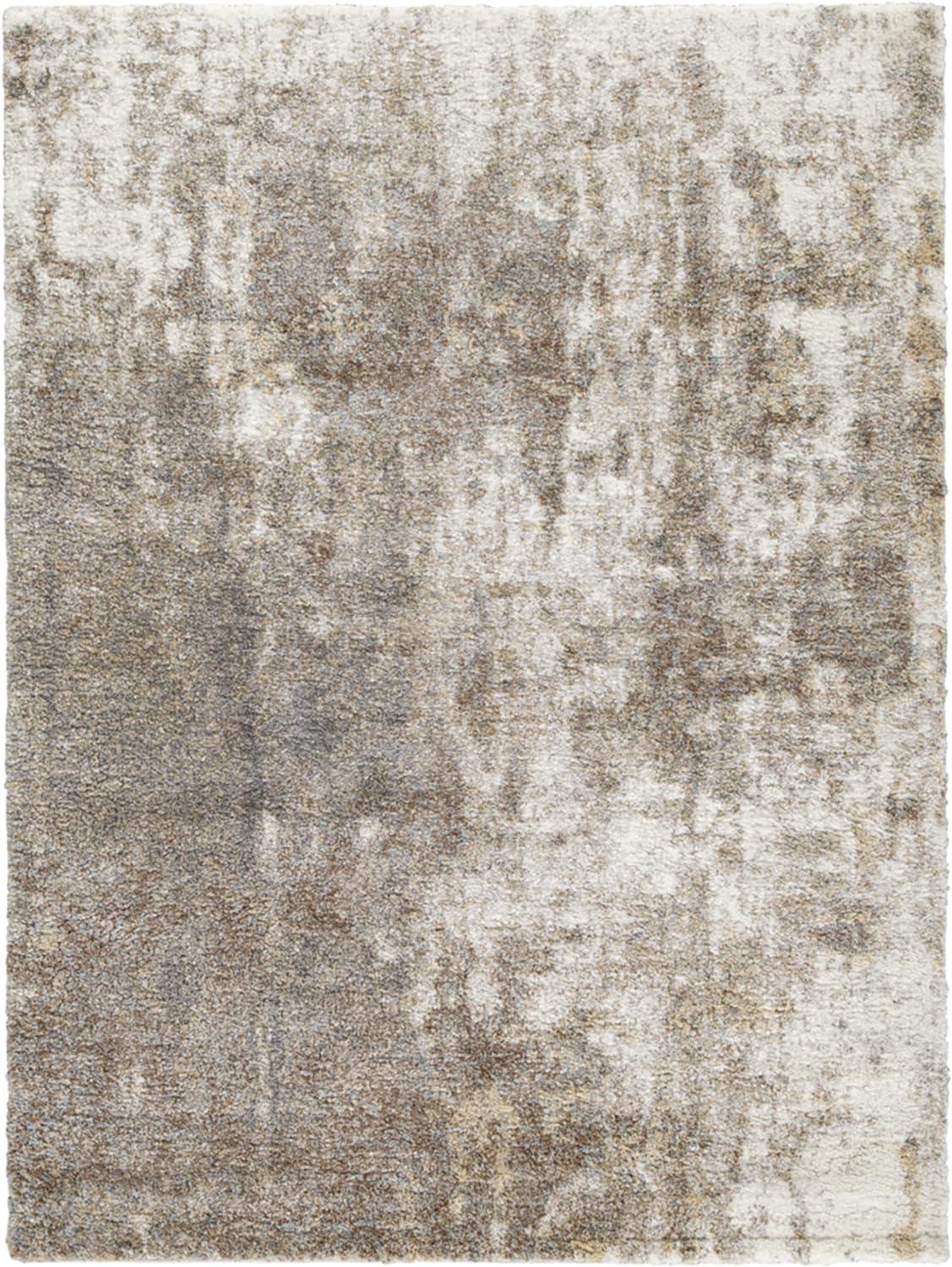 Abstract Harmony 5' x 7' Beige and Gray Synthetic Area Rug