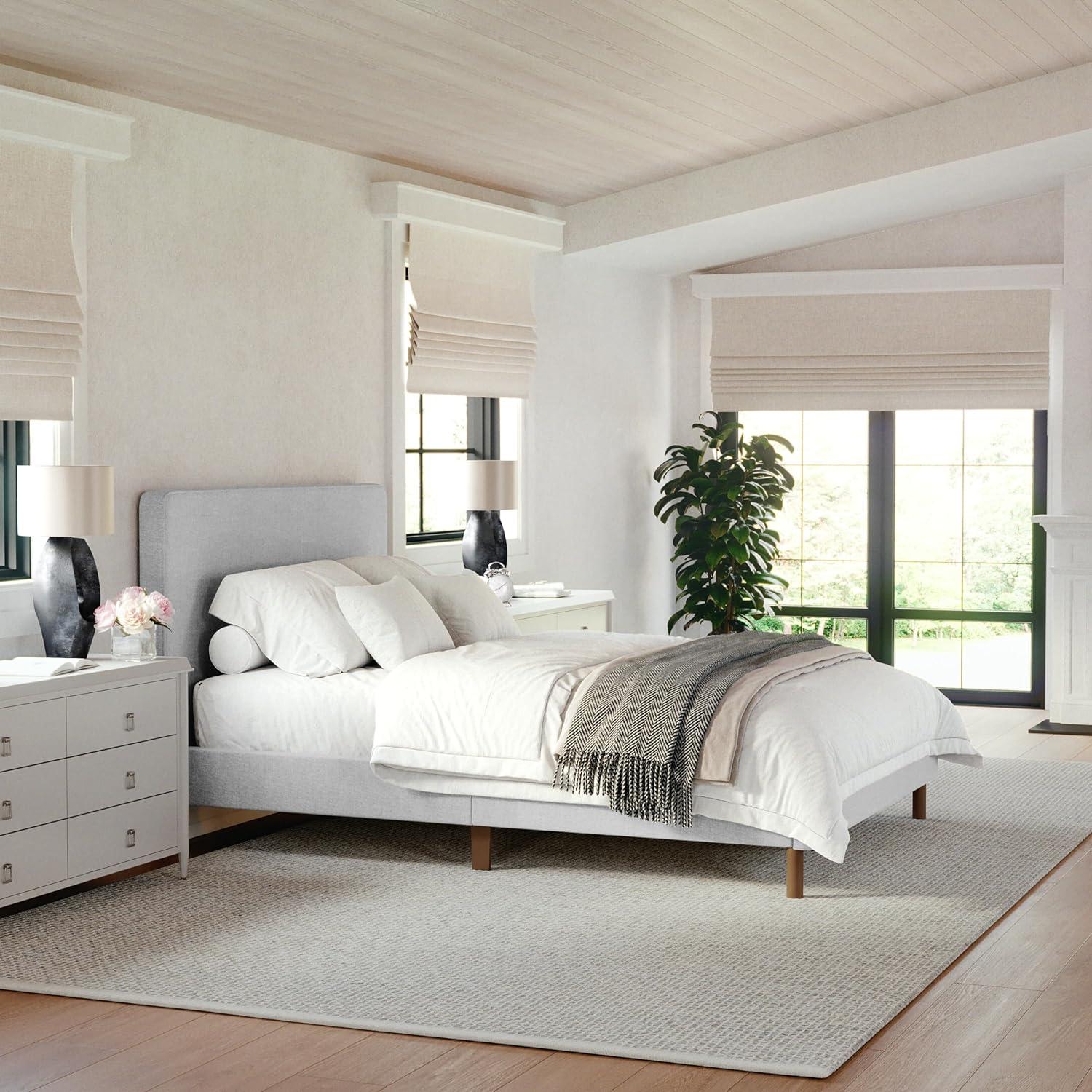 Martha Stewart Martha Stewart Britta Upholstered Platform Bed With Piped Detail Headboard