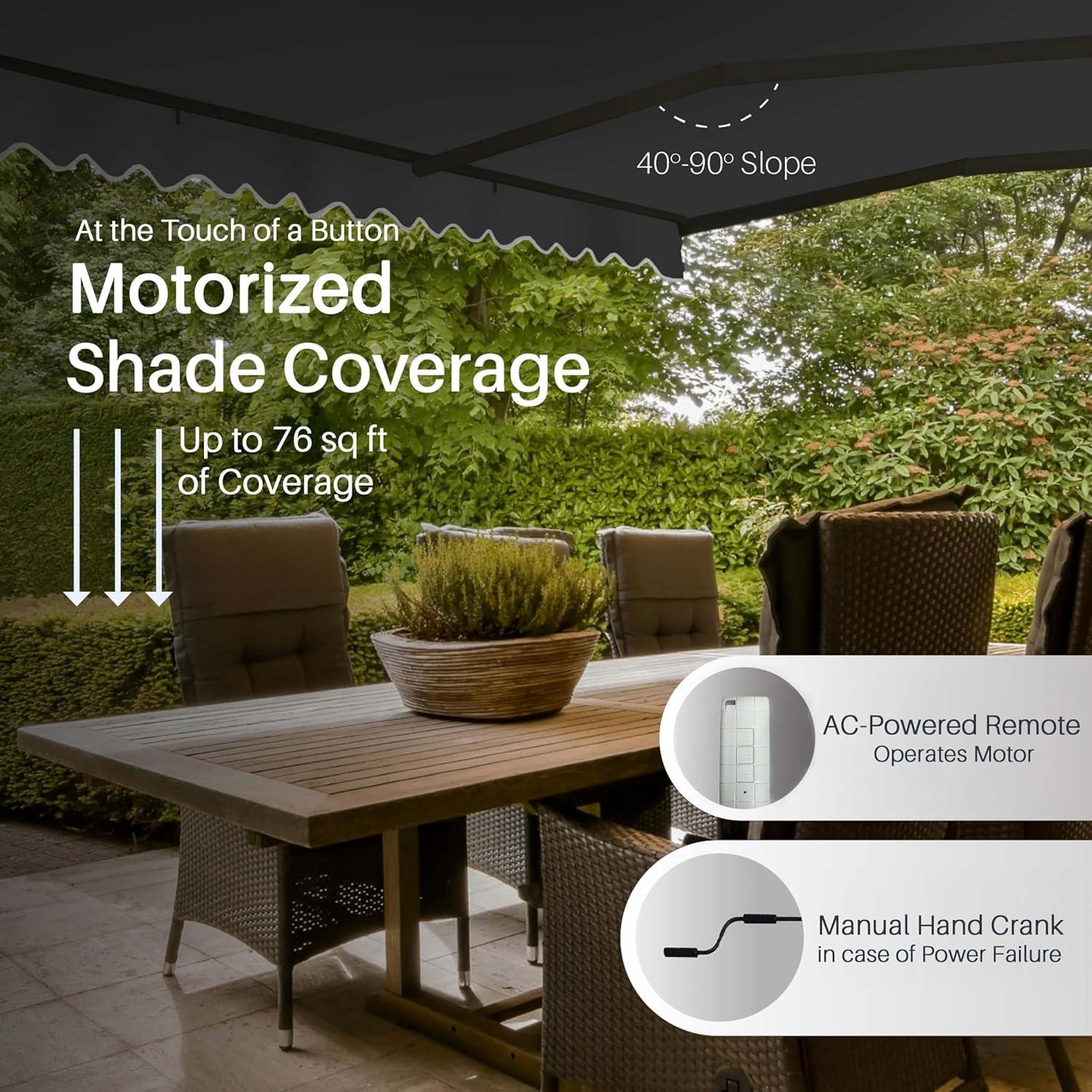 Motorized Retractable Patio Awning- Black Frame