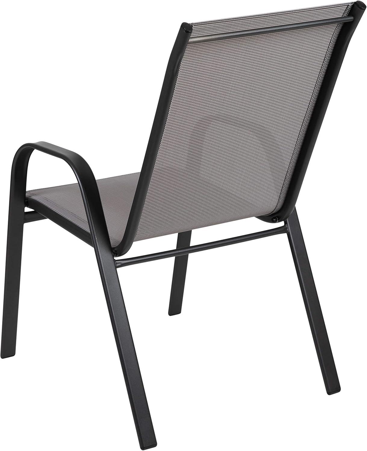 Flash Furniture 4 Pack Brazos Series Gray Outdoor Stack Chair with Flex Comfort Material and Metal Frame