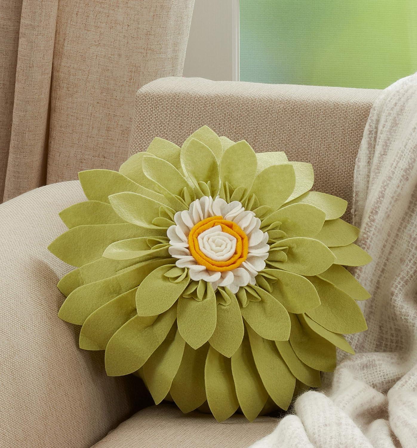 Saro Fleur De Jardin Collection Appliqued Throw Pillow