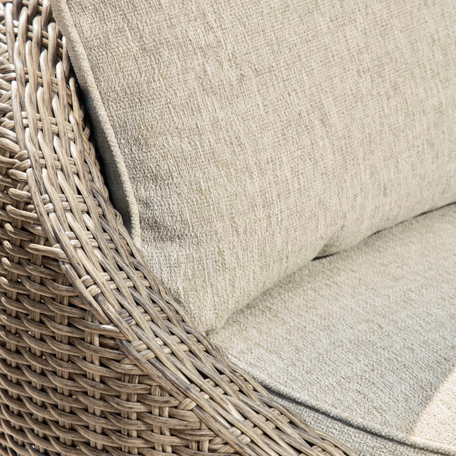 Beige and White Resin Wicker Swivel Lounge Chair Set