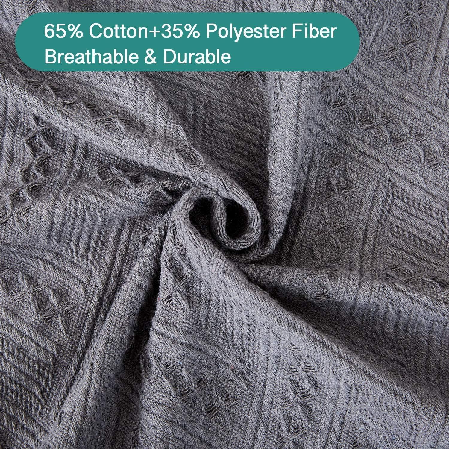 Rose Home Fashion Geometric Jacquard Sectional Couch Covers for Sectional Sofa - 2 Pieces Washable L Shape Couch Cover Blanket with Tassels, Furniture Protector for Dogs (Large, Dark Gray)