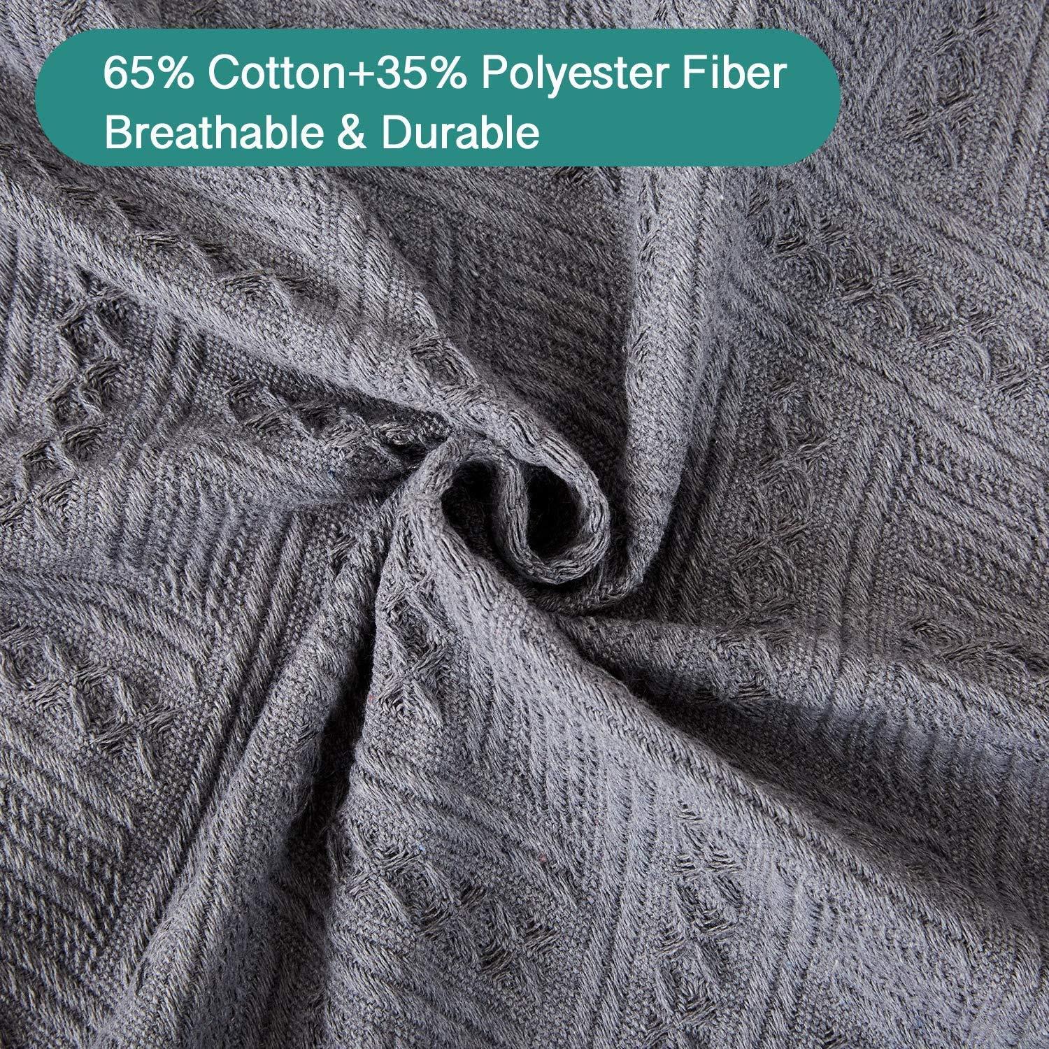 Rose Home Fashion Geometric Jacquard Sectional Couch Covers for Sectional Sofa - 2 Pieces Washable L Shape Couch Cover Blanket with Tassels, Furniture Protector for Dogs (Large, Dark Gray)