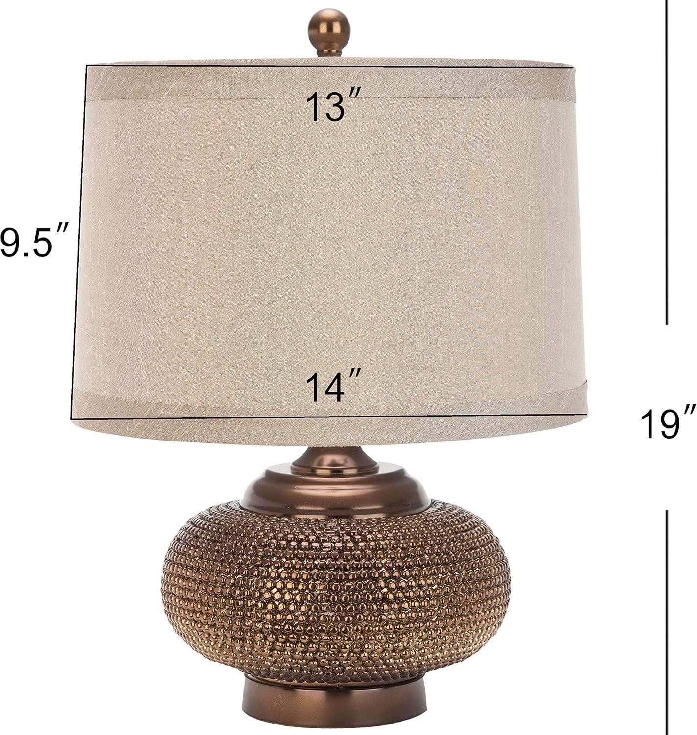 SAFAVIEH Alexis 19 in. H Gold Bead Table Lamp, Copper