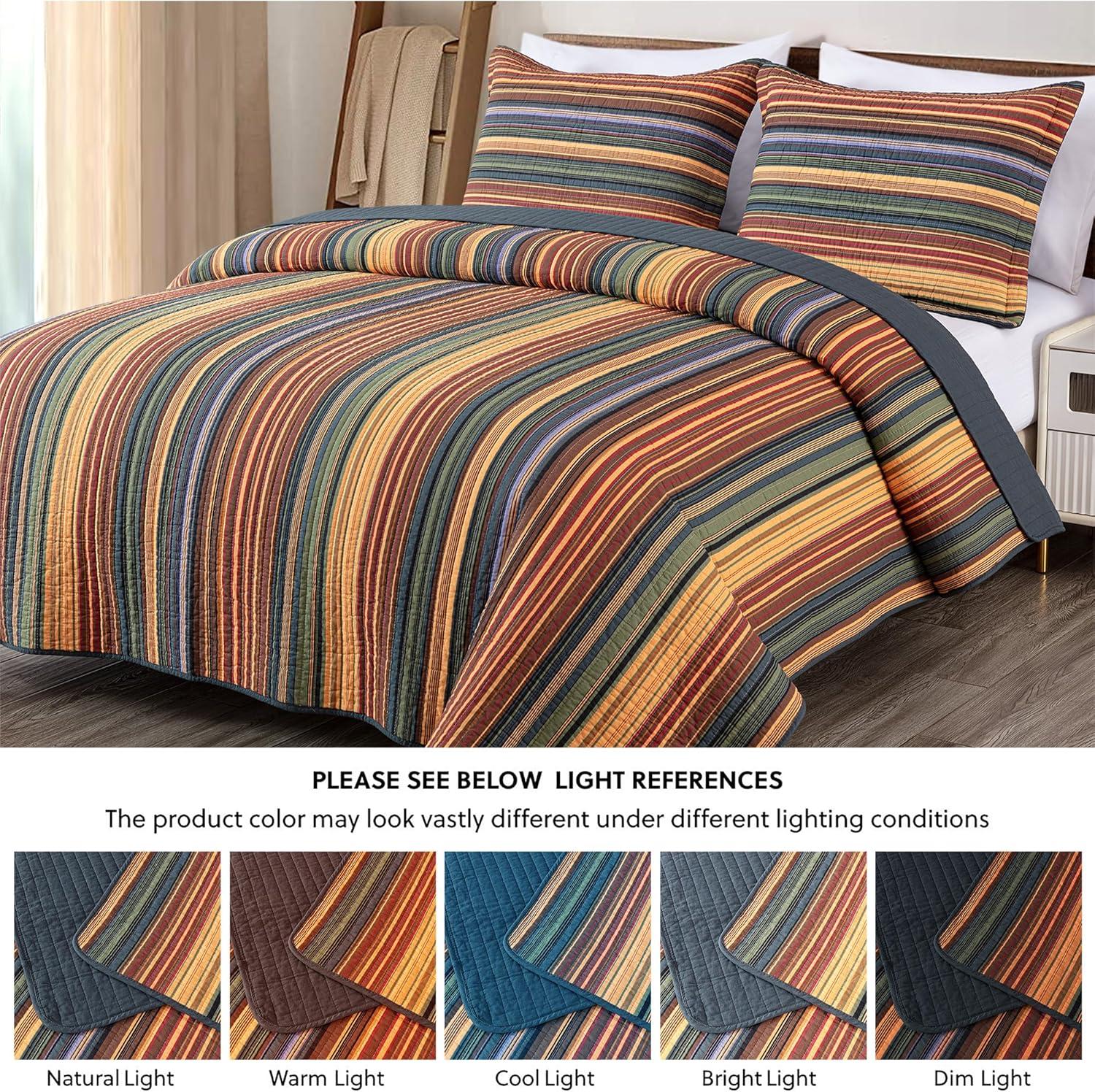 Cotton Quilted Striped Quilt Set