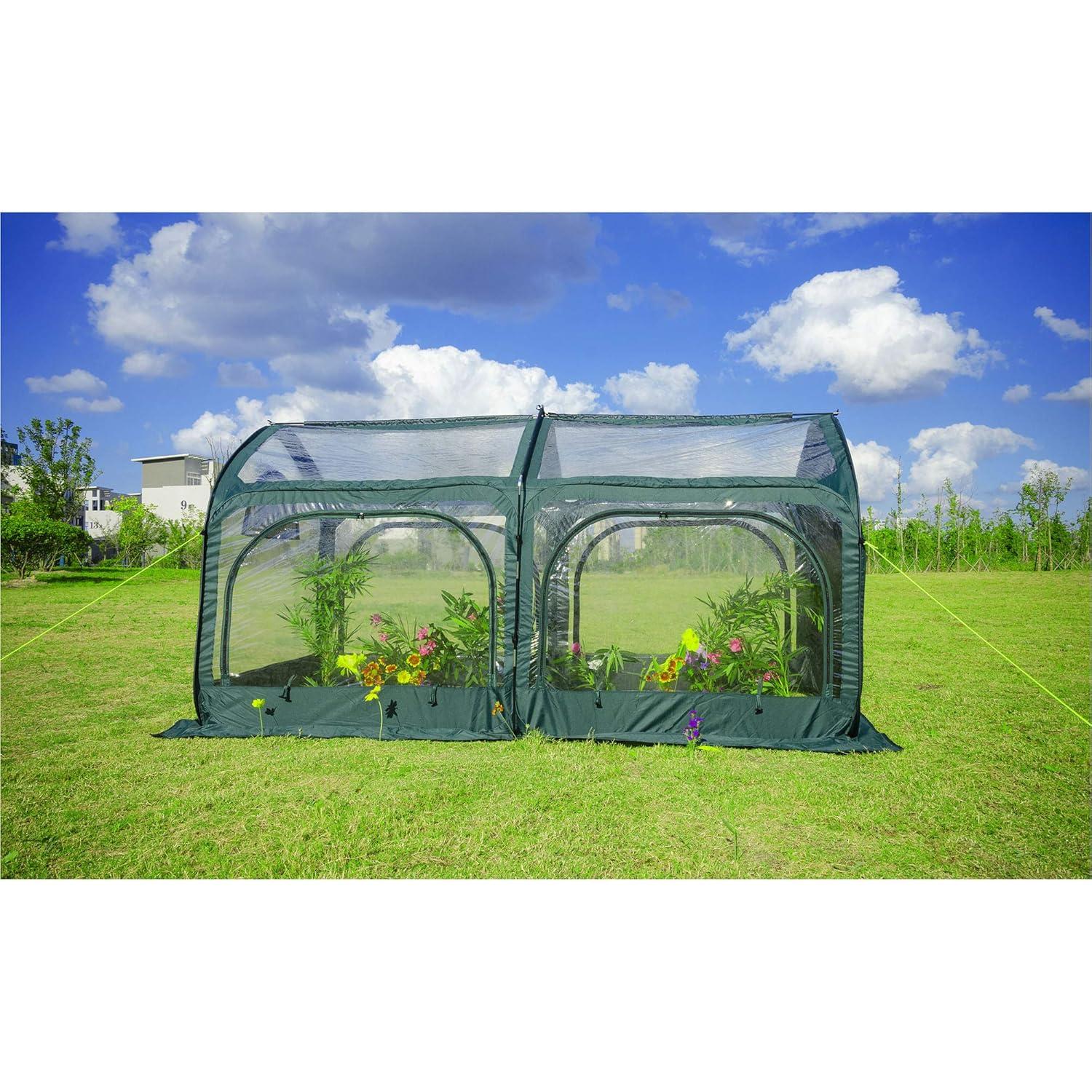 porayhut Pop Up Greenhouse Cover Flower House Mini Gardening Plant Flower Sunshine Room Room,Backyard PVC Greenhouse Cover for Cold Frost Protector Gardening Plants (Tunnel Grennhouse)