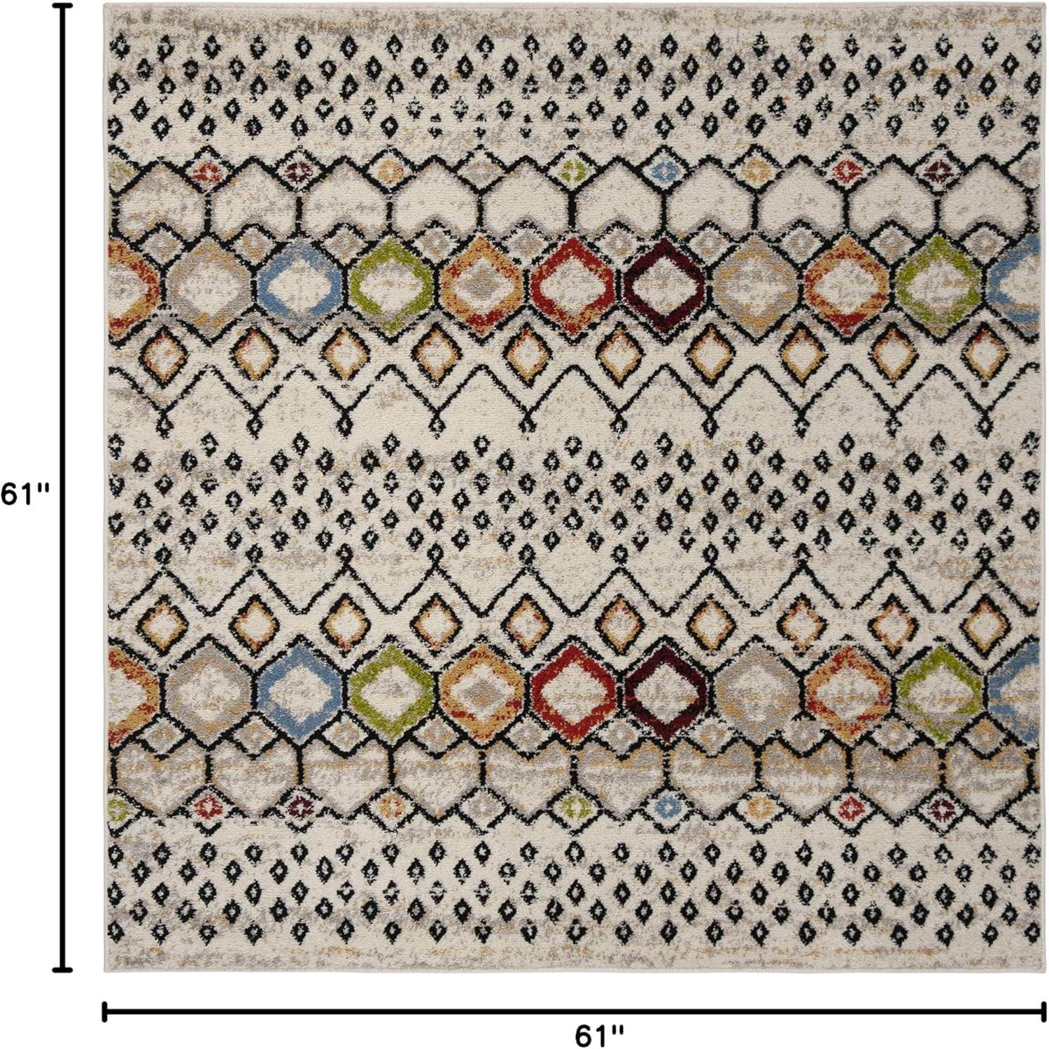 Amsterdam AMS108 Power Loomed Indoor Area Rug - Ivory/Multi - 5'1"x5'1" - Safavieh