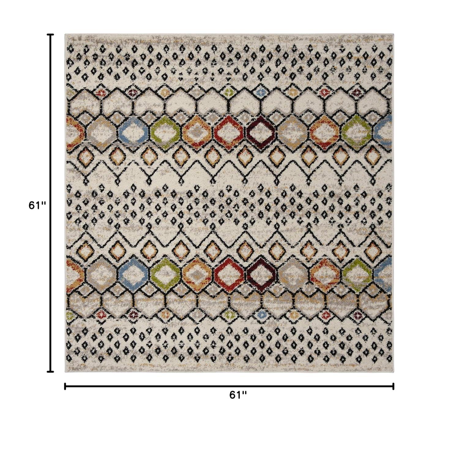 Amsterdam AMS108 Power Loomed Indoor Area Rug - Ivory/Multi - 5'1"x5'1" - Safavieh