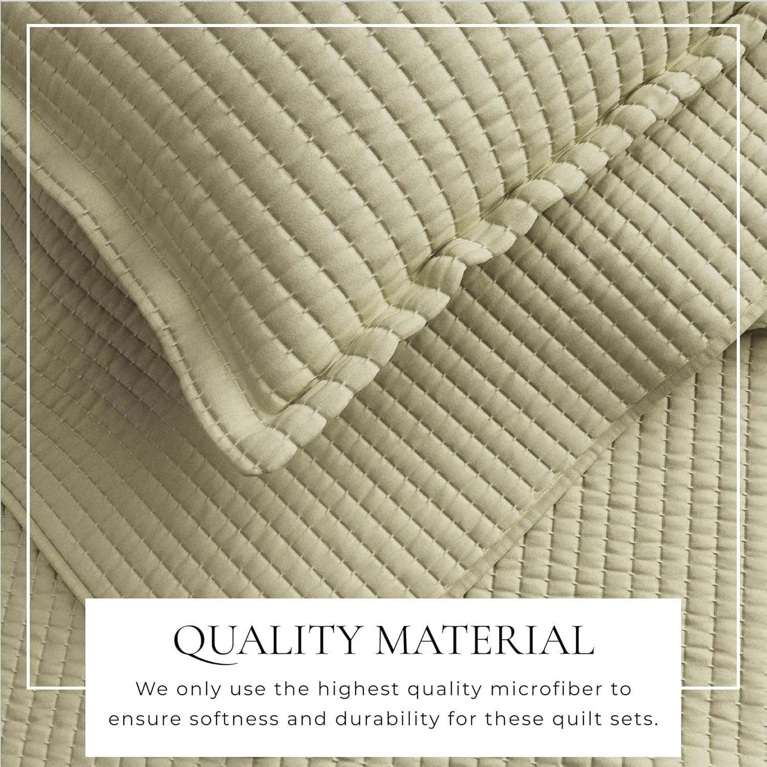 FreshFolds Modern & Contemporary Stripe Stitched Quilt Set with Shams
