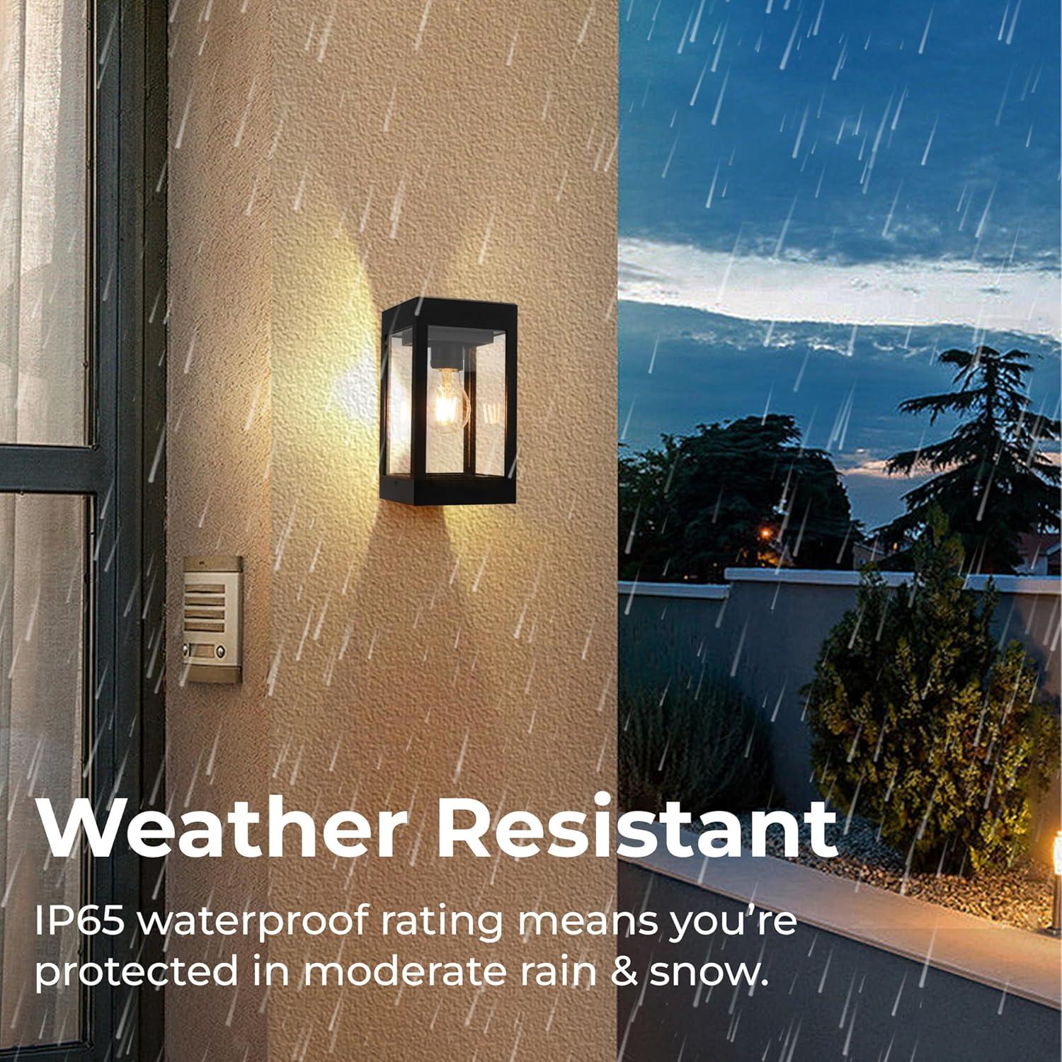60 Lumens Solar Outdoor Black Aluminum Wall Light Integrated LED Edison Bulb