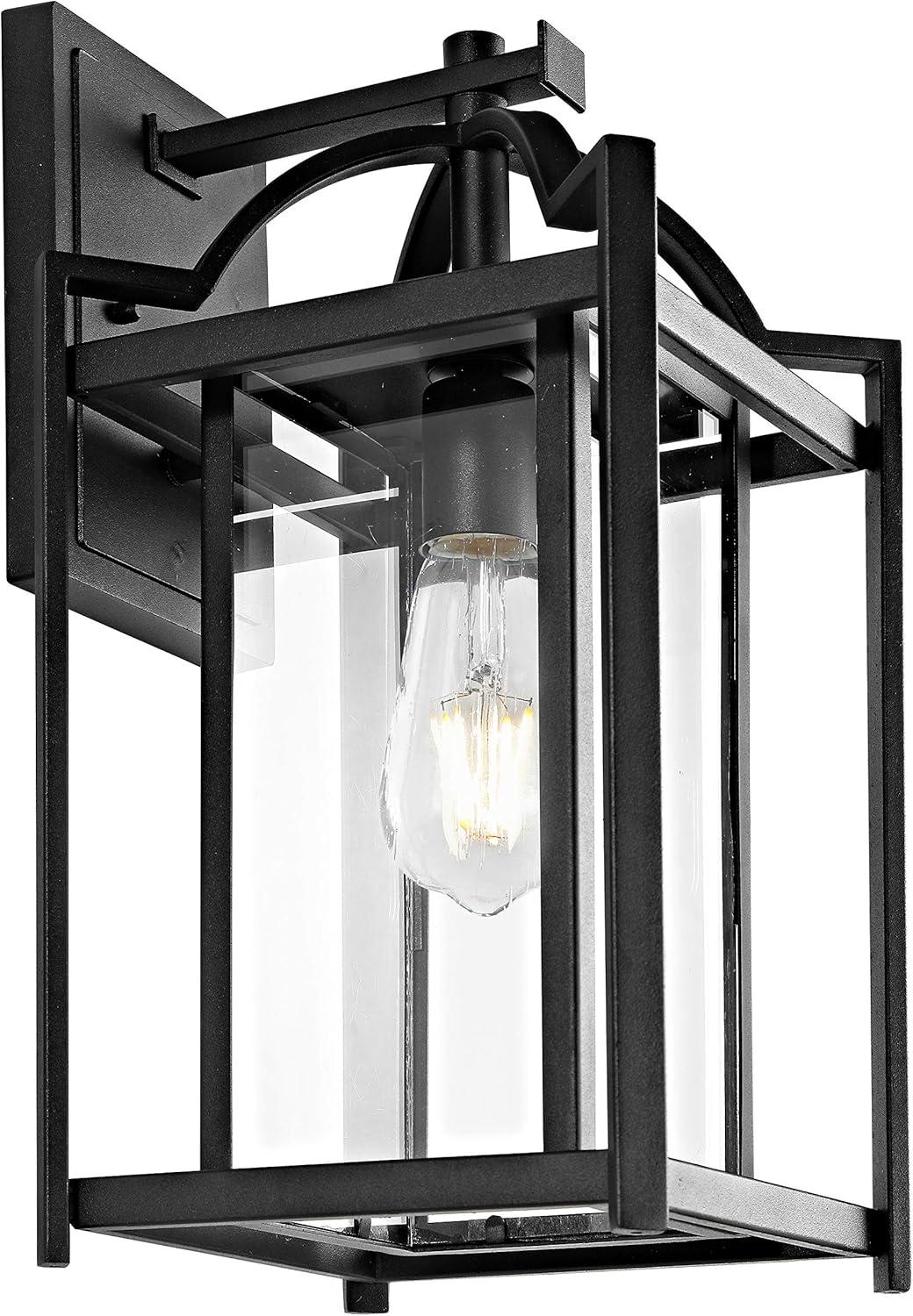 Pagoda-Inspired Black Iron Outdoor Wall Lantern