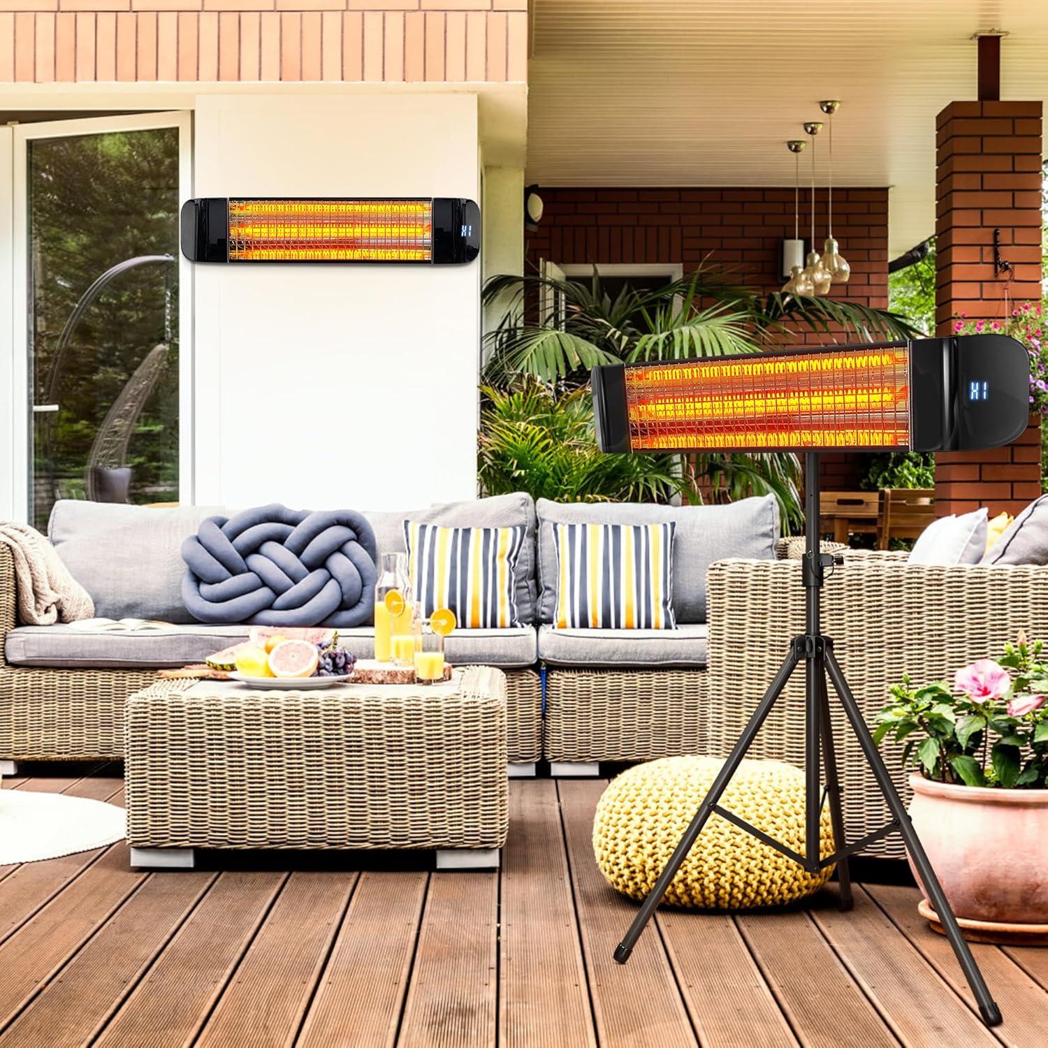 Adjustable Black Electric Infrared Patio Heater with Tripod