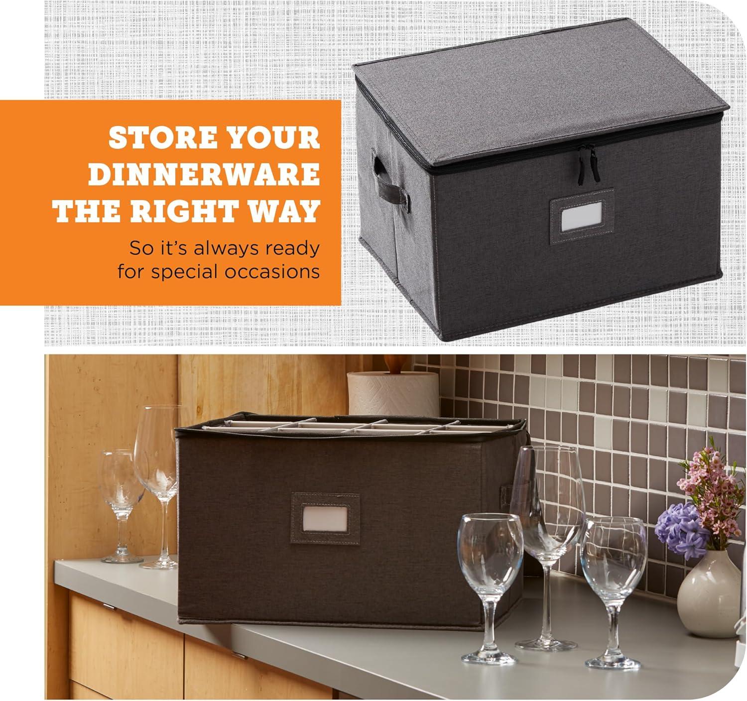 Storagelab China Storage Set, Hard Shell and Stackable, Felt Plate Dividers Included, Gray