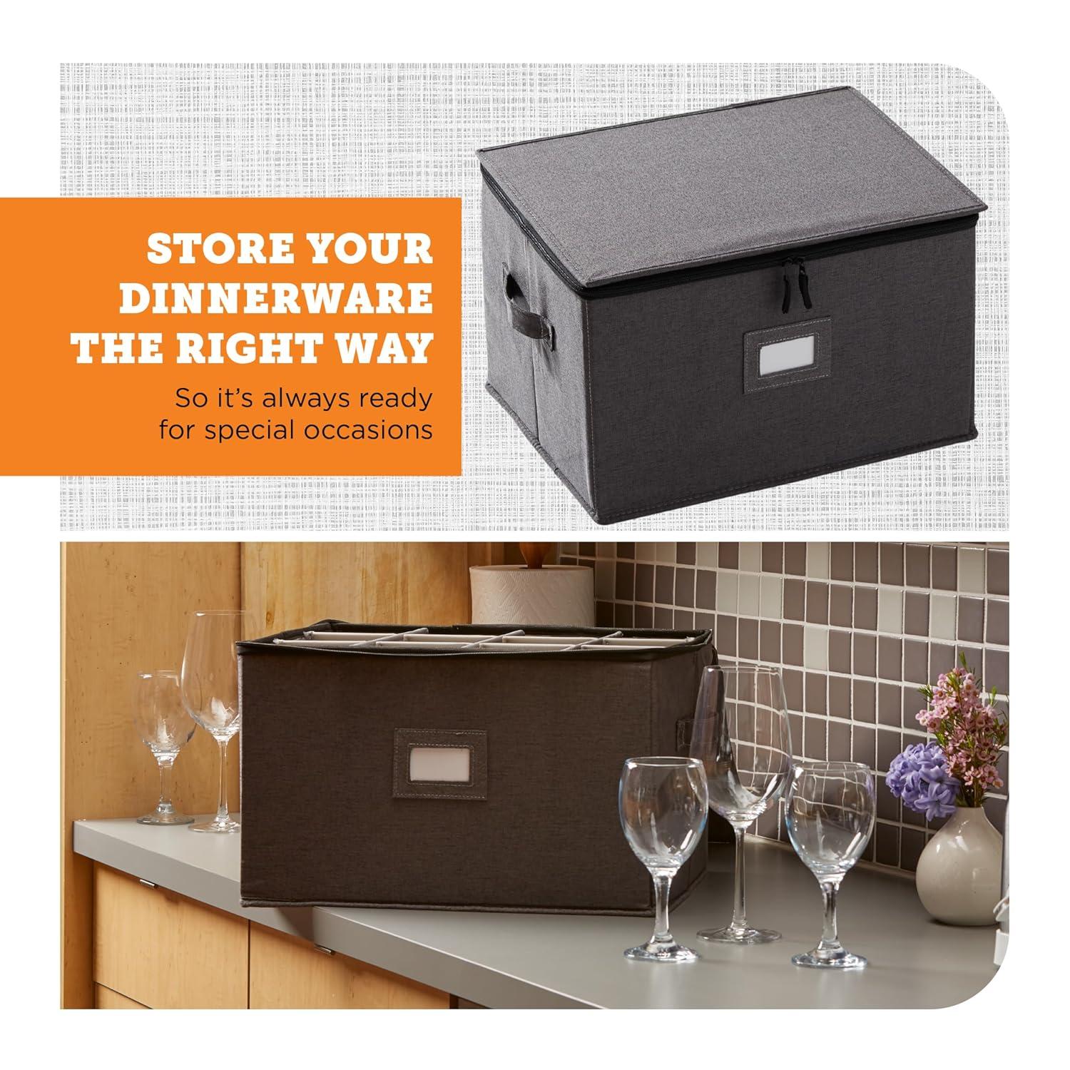 StorageLAB Wine Glass Storage Box - Stackable Hard Shell with Dividers for Stemware, 1-Pack