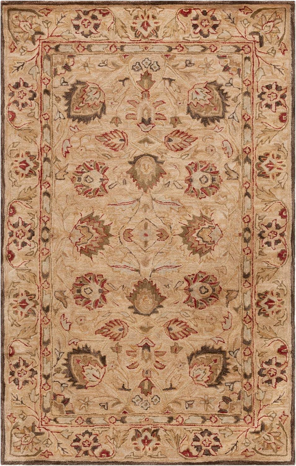 SAFAVIEH Anatolia Venice Floral Wool Area Rug, Beige/Beige, 5' x 8'