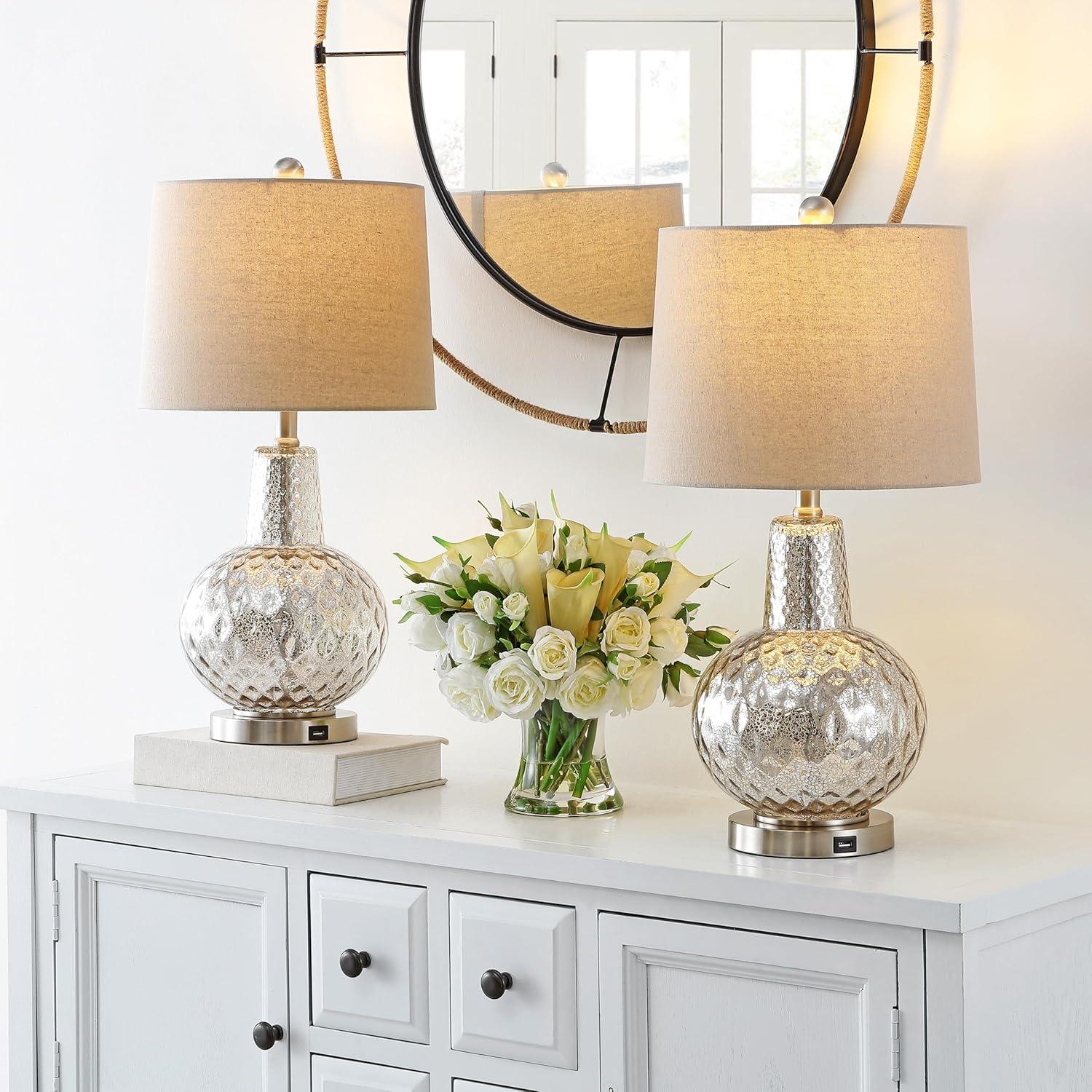 Atlas Table Lamp W/ USB Port - 23.5 Inch Height - TBL4201 - Mercury - Safavieh
